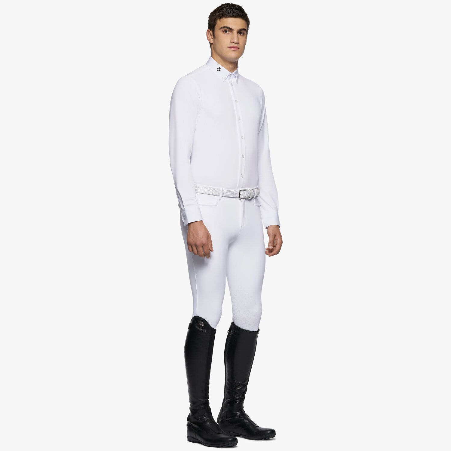 Cavalleria Toscana Men's button-down long-sleeved shirt. WHITE-2