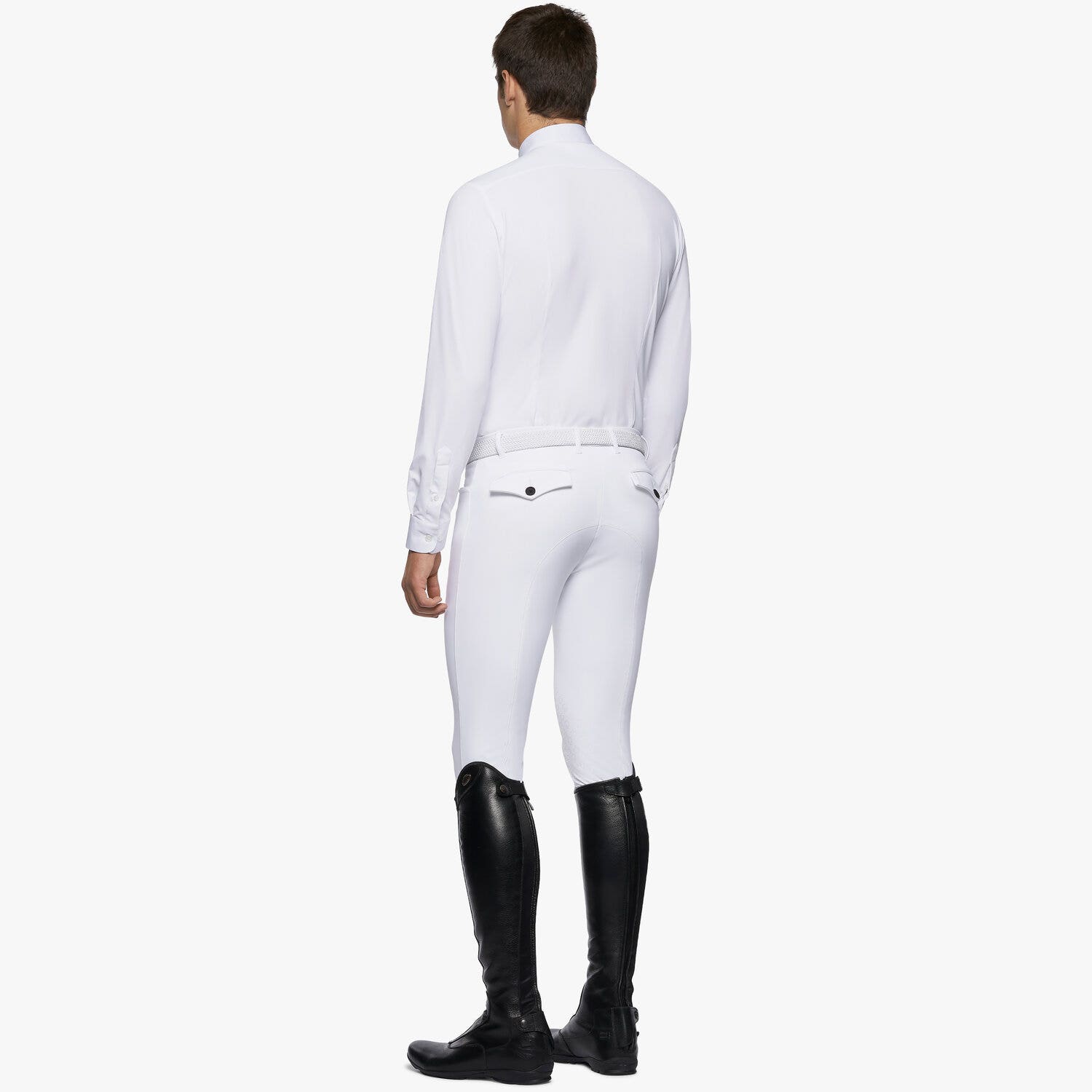 Cavalleria Toscana Men's button-down long-sleeved shirt. WHITE-3