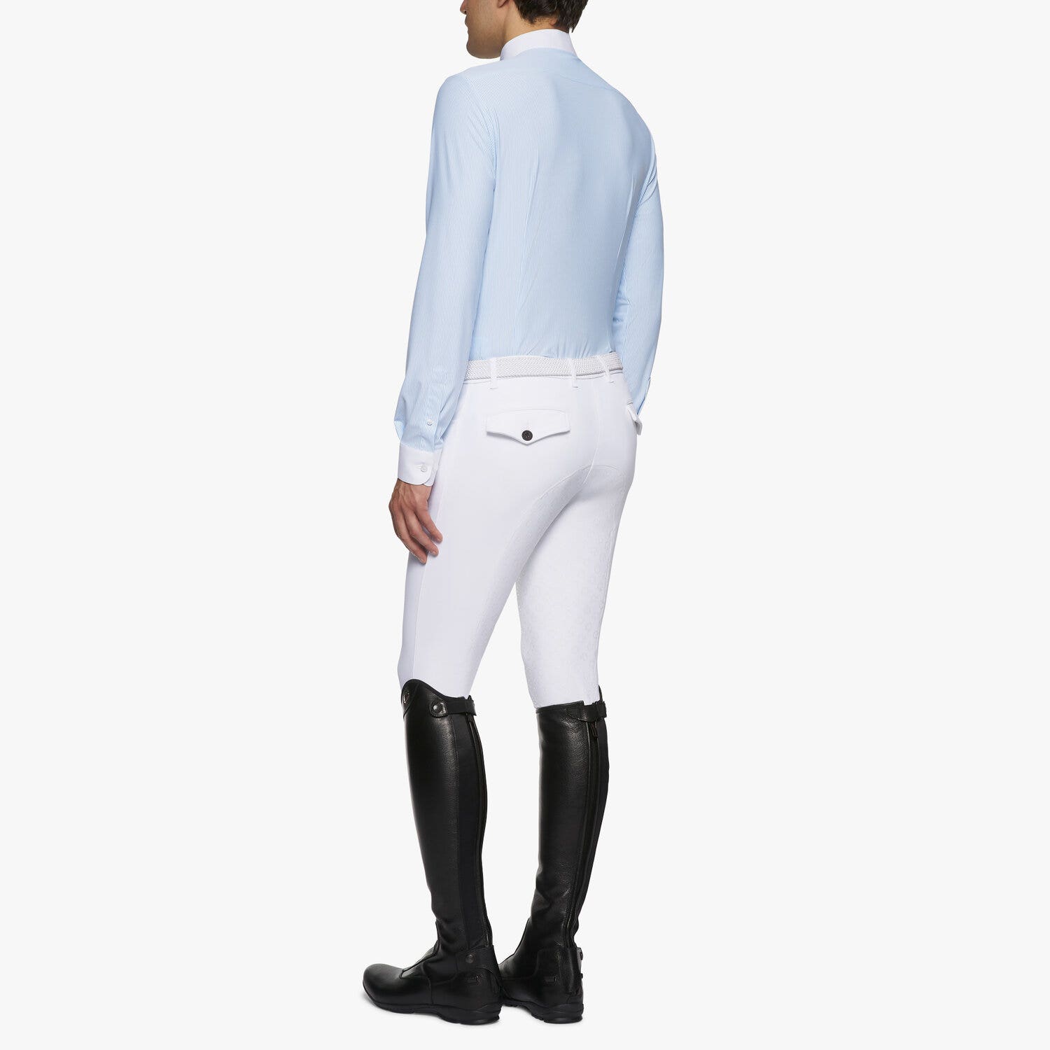 Cavalleria Toscana Men's button-down long-sleeved shirt. PALE BLUE FANTASY-3