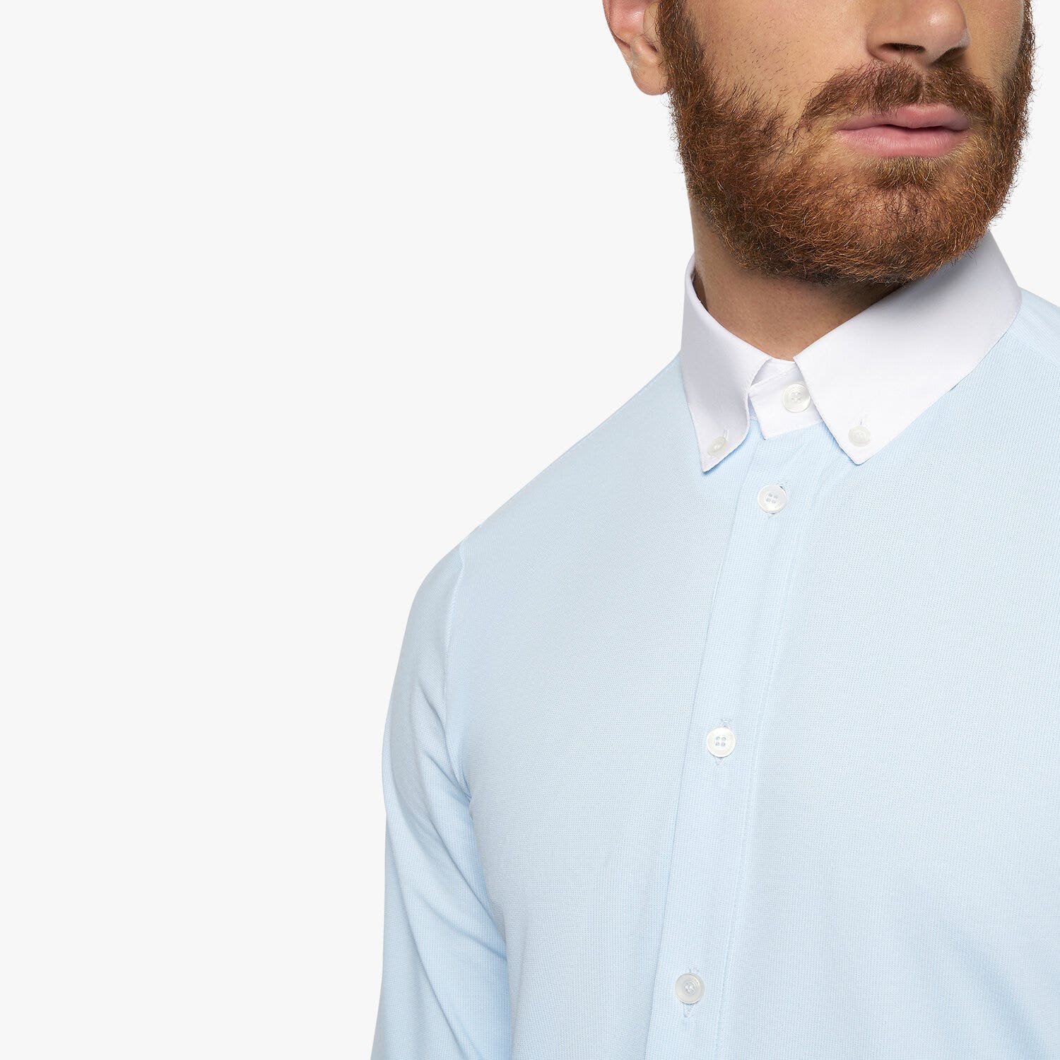 Cavalleria Toscana Men's button-down long-sleeved shirt. LIGHT BLUE SQUARE-5