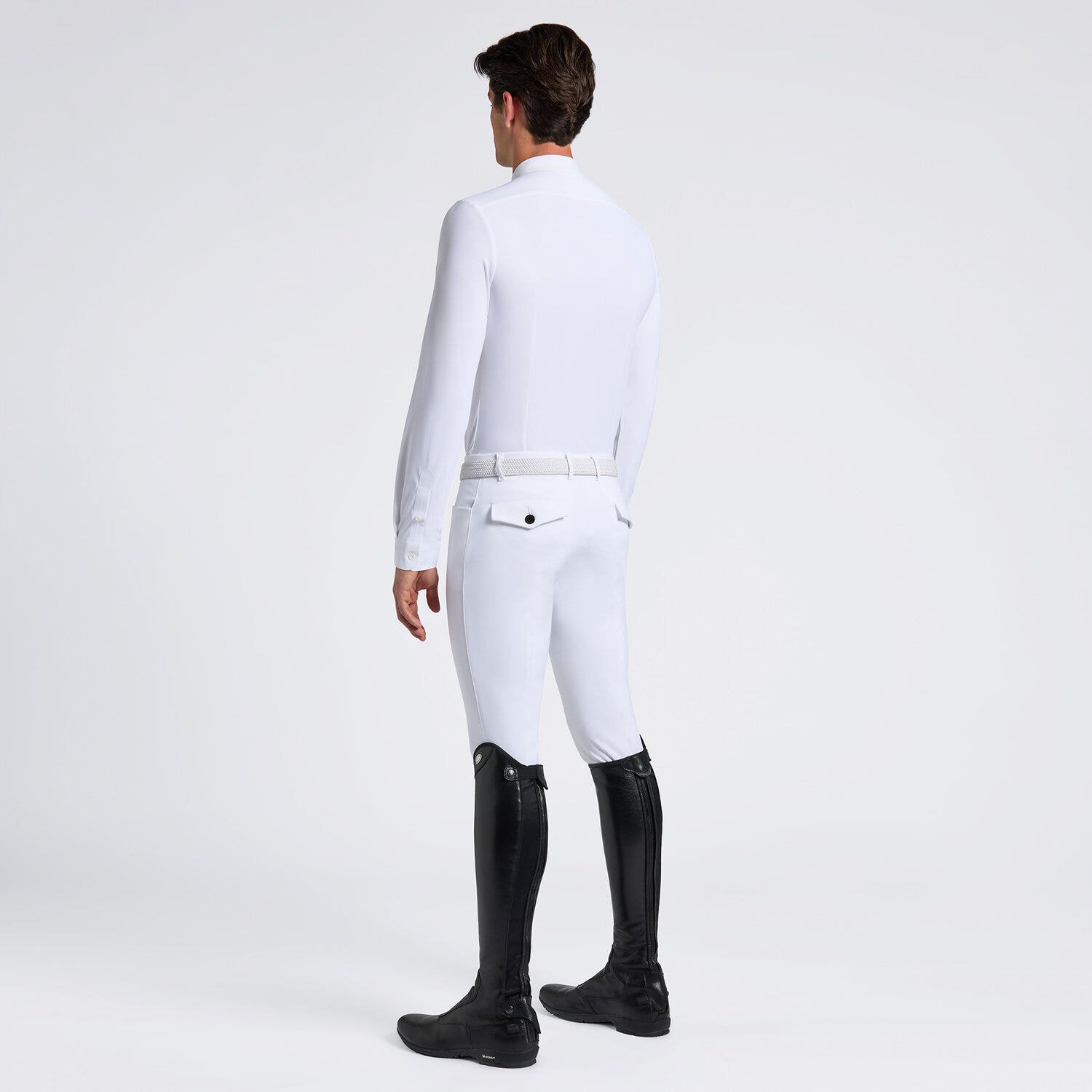 Cavalleria Toscana Cavalleria Toscana Men's Competition Shirt in Technical Jersey with Button WHITE-2