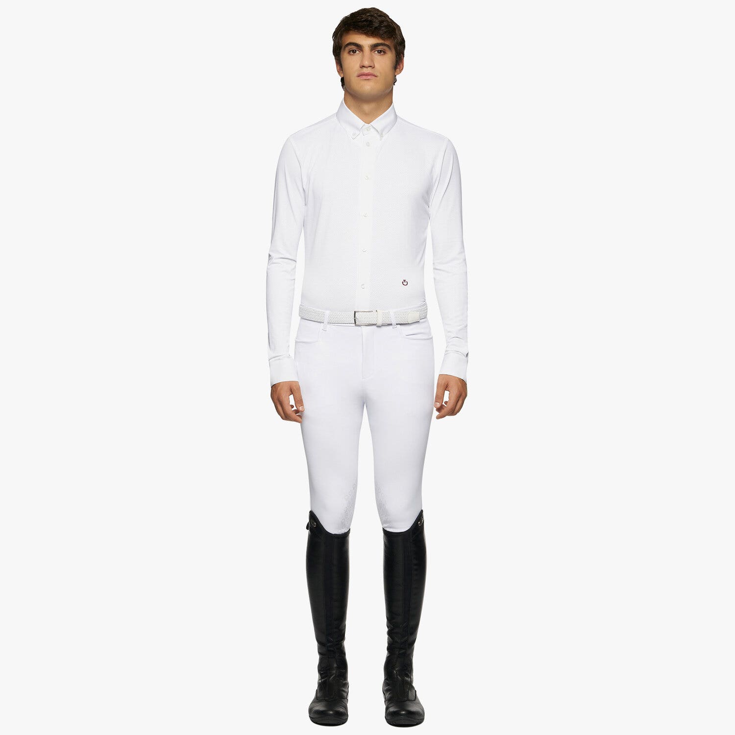 Cavalleria Toscana Men's button-down long-sleeved shirt. WHITE-1