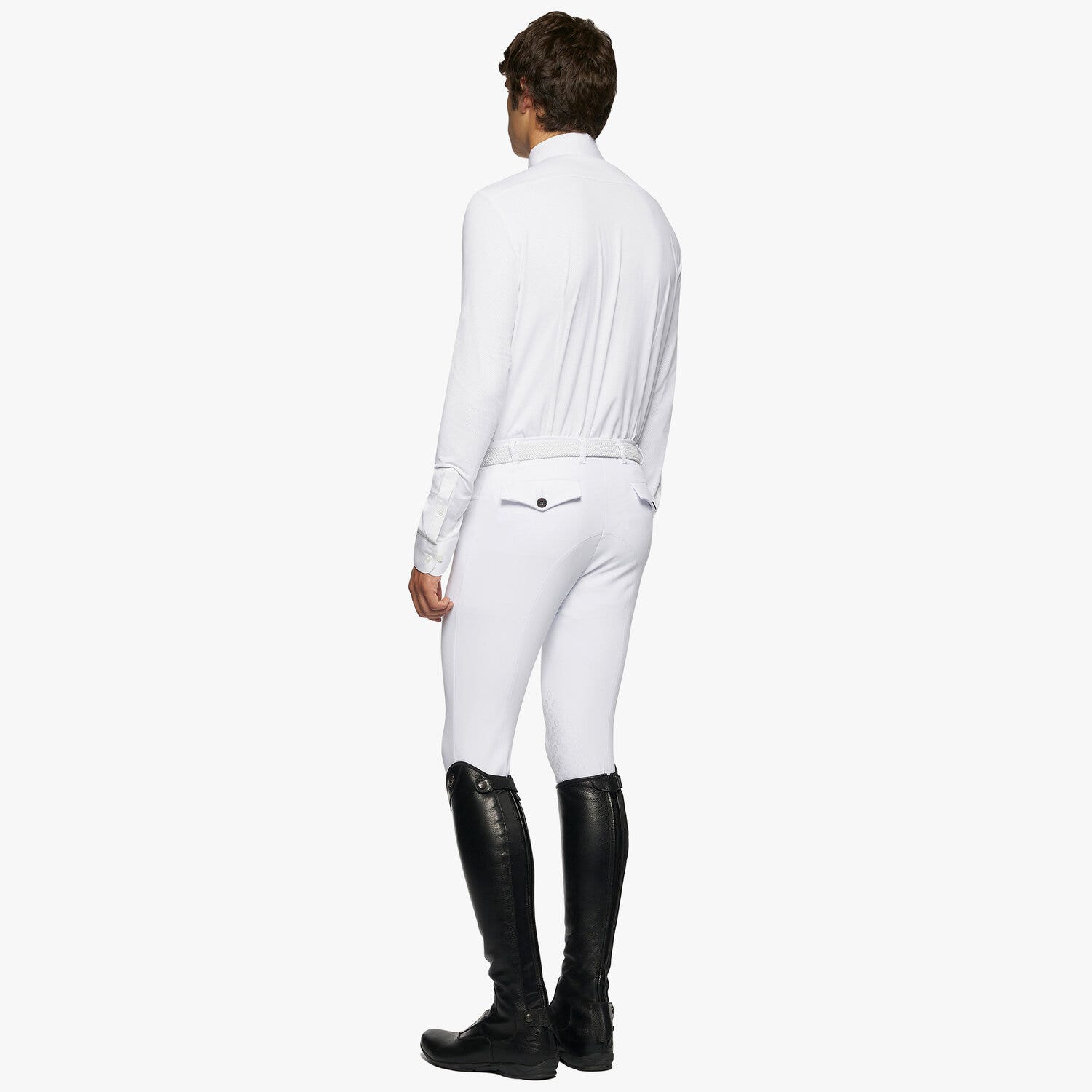 Cavalleria Toscana Men's button-down long-sleeved shirt. WHITE-3