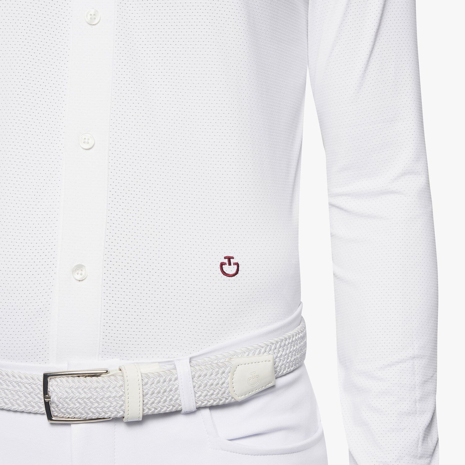 Cavalleria Toscana Men's button-down long-sleeved shirt. WHITE-4