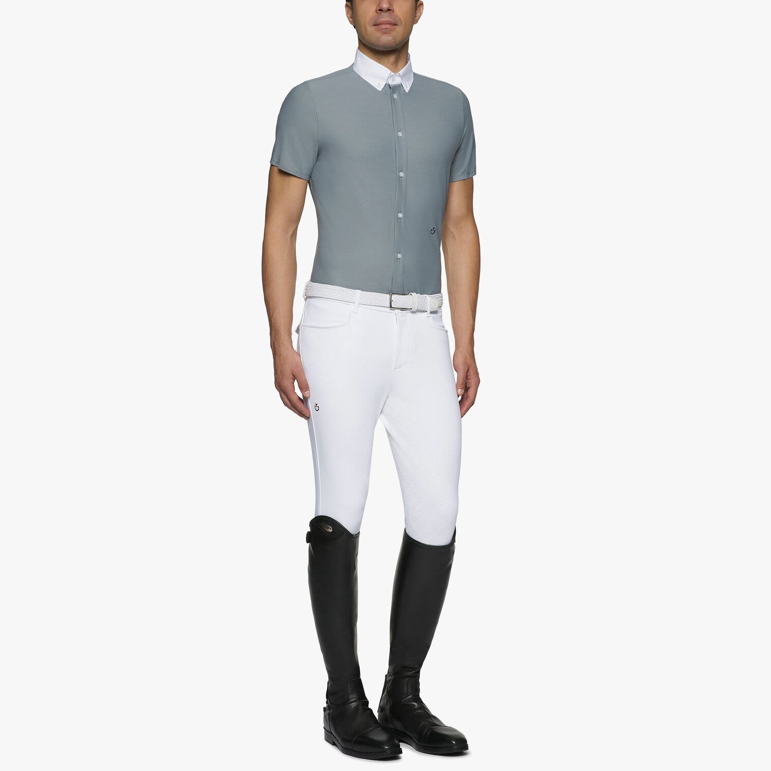 Cavalleria Toscana Men's short-sleeved shirt. STONE GREY-2