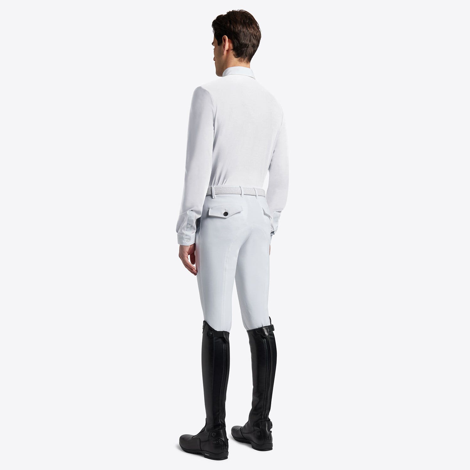 Cavalleria Toscana Cavalleria Toscana Men's Competition Shirt in Technical Jersey Fleece with Button WHITE-2