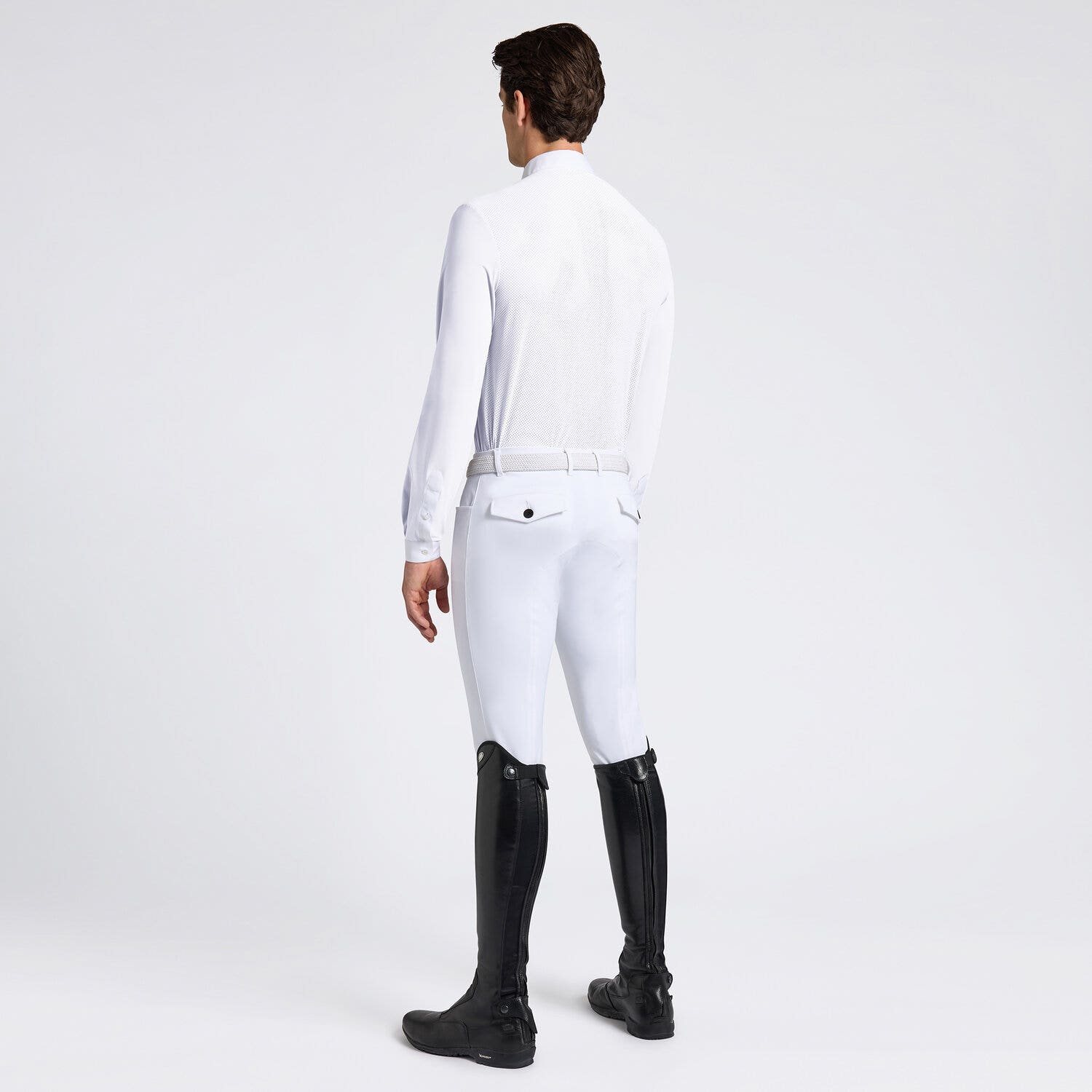 Cavalleria Toscana Cavalleria Toscana Men's Competition Shirt with Perforated Pocket WHITE-2