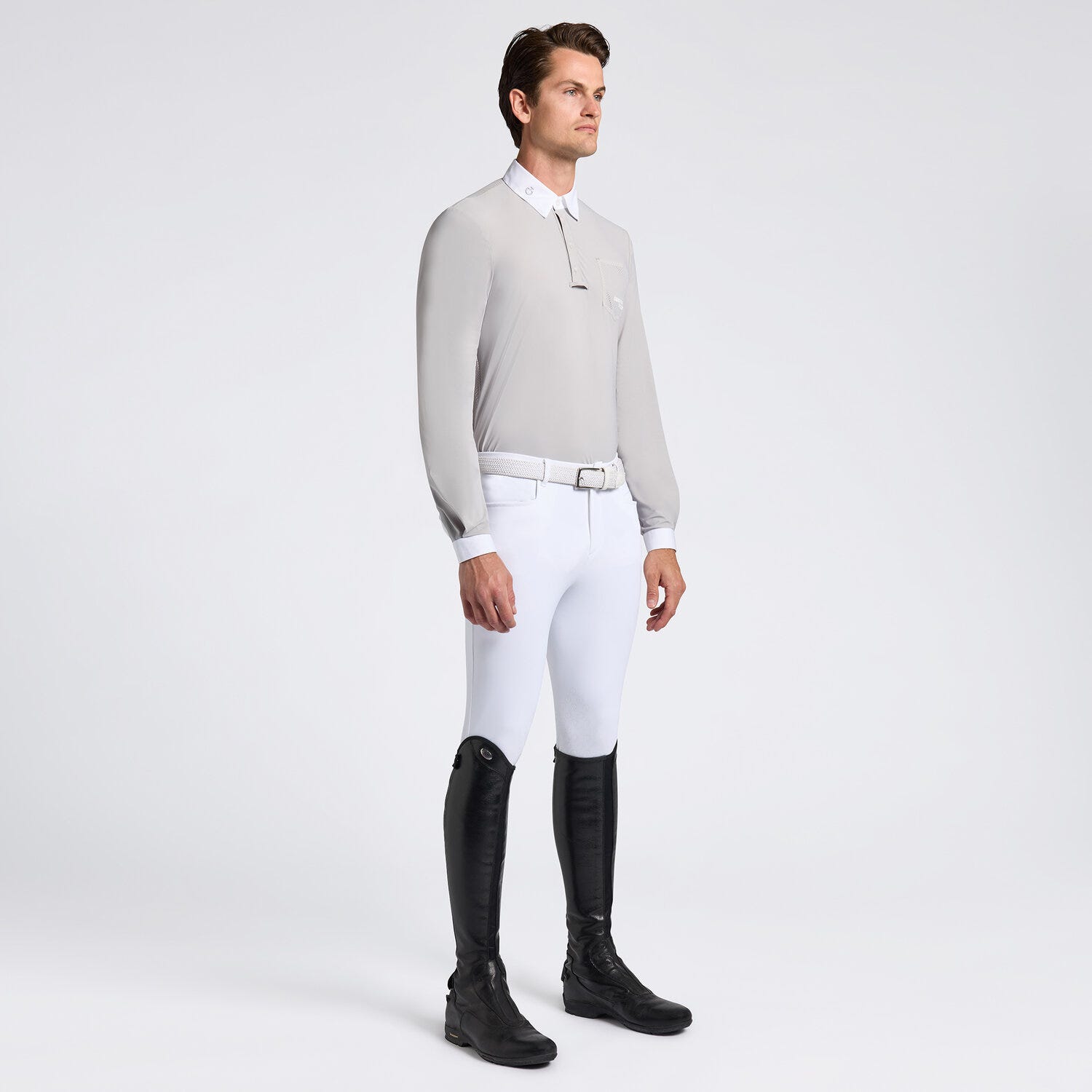 Cavalleria Toscana Men's Competition Shirt with Perforated Pocket