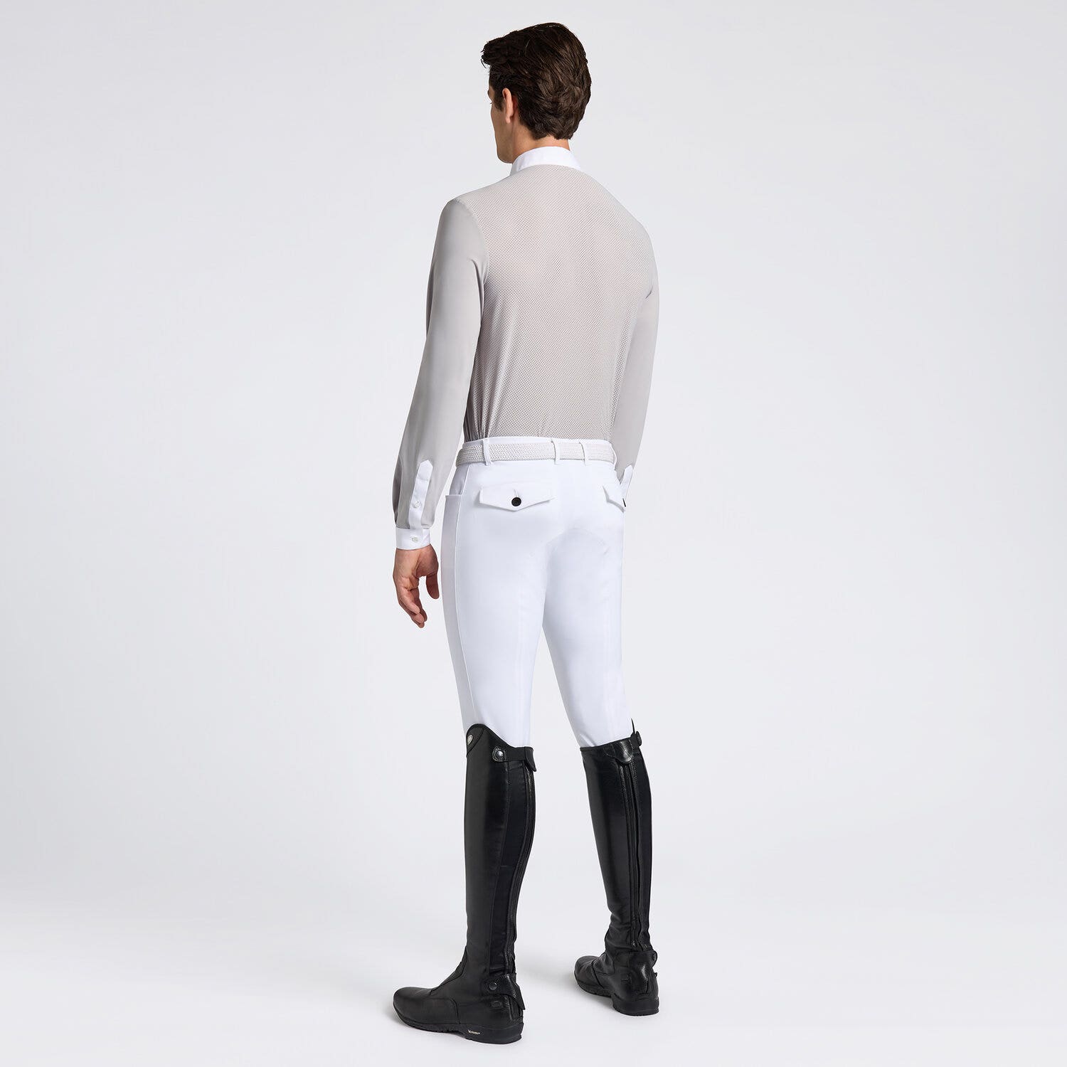 Cavalleria Toscana Cavalleria Toscana Men's Competition Shirt with Perforated Pocket LIGHT GREY-2