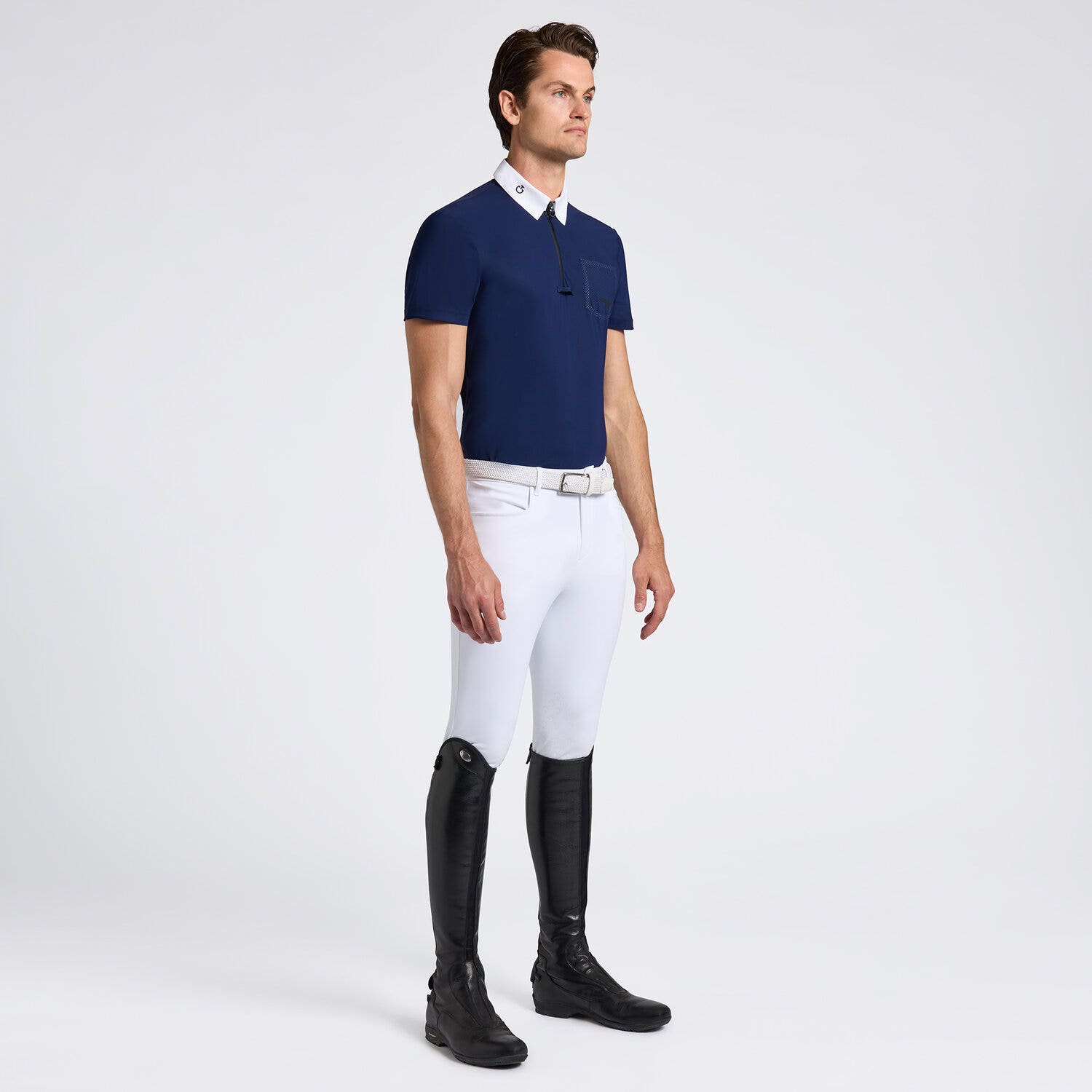 Cavalleria Toscana Cavalleria Toscana Men's Competition Shirt with Perforated Pocket ROYAL BLUE-1