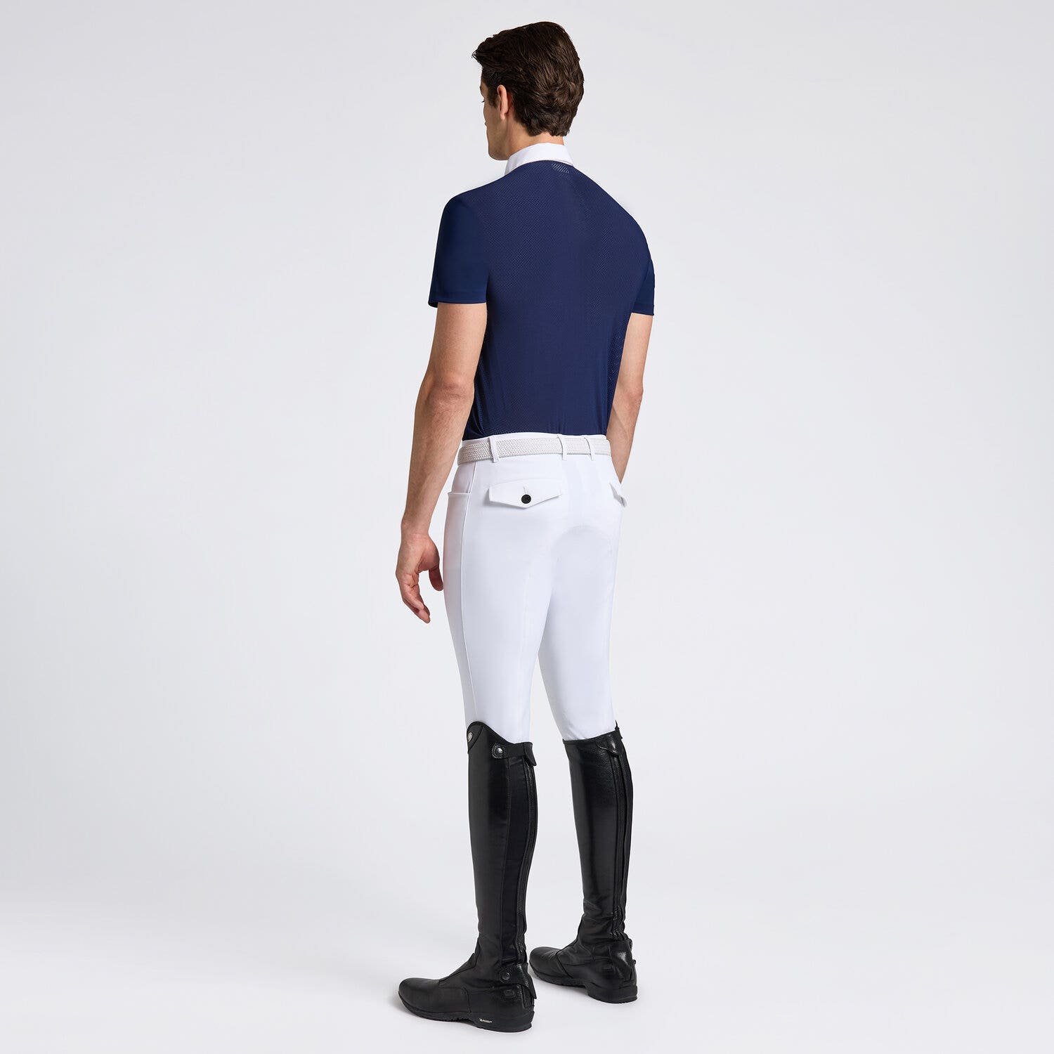 Cavalleria Toscana Cavalleria Toscana Men's Competition Shirt with Perforated Pocket ROYAL BLUE-2