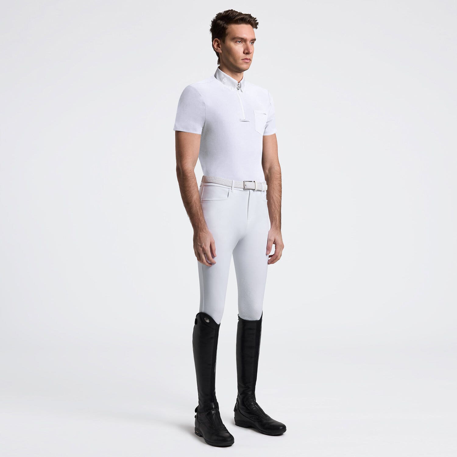 Cavalleria Toscana Cavalleria Toscana Men’s Short Sleeve Competition Shirt with Pocket WHITE-1