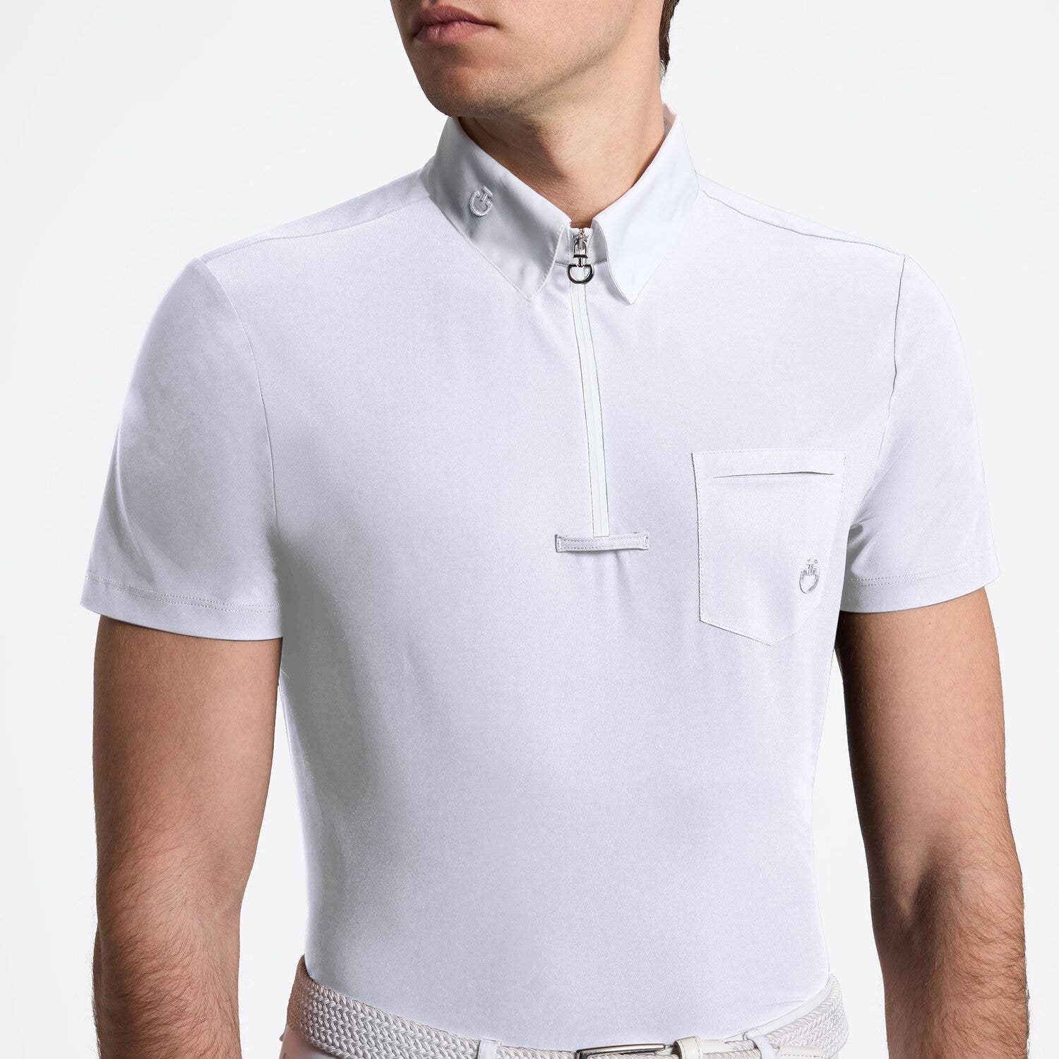 Cavalleria Toscana Cavalleria Toscana Men’s Short Sleeve Competition Shirt with Pocket WHITE-3