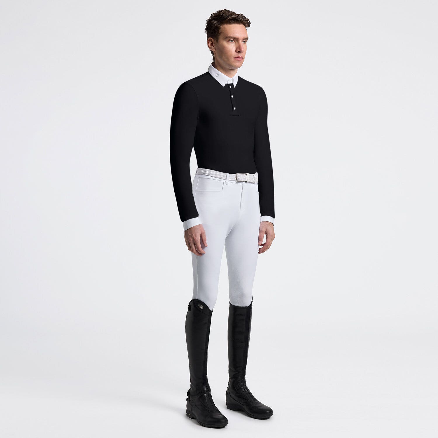 Cavalleria Toscana Cavalleria Toscana Men's Long Sleeve Competition Shirt BLACK-1