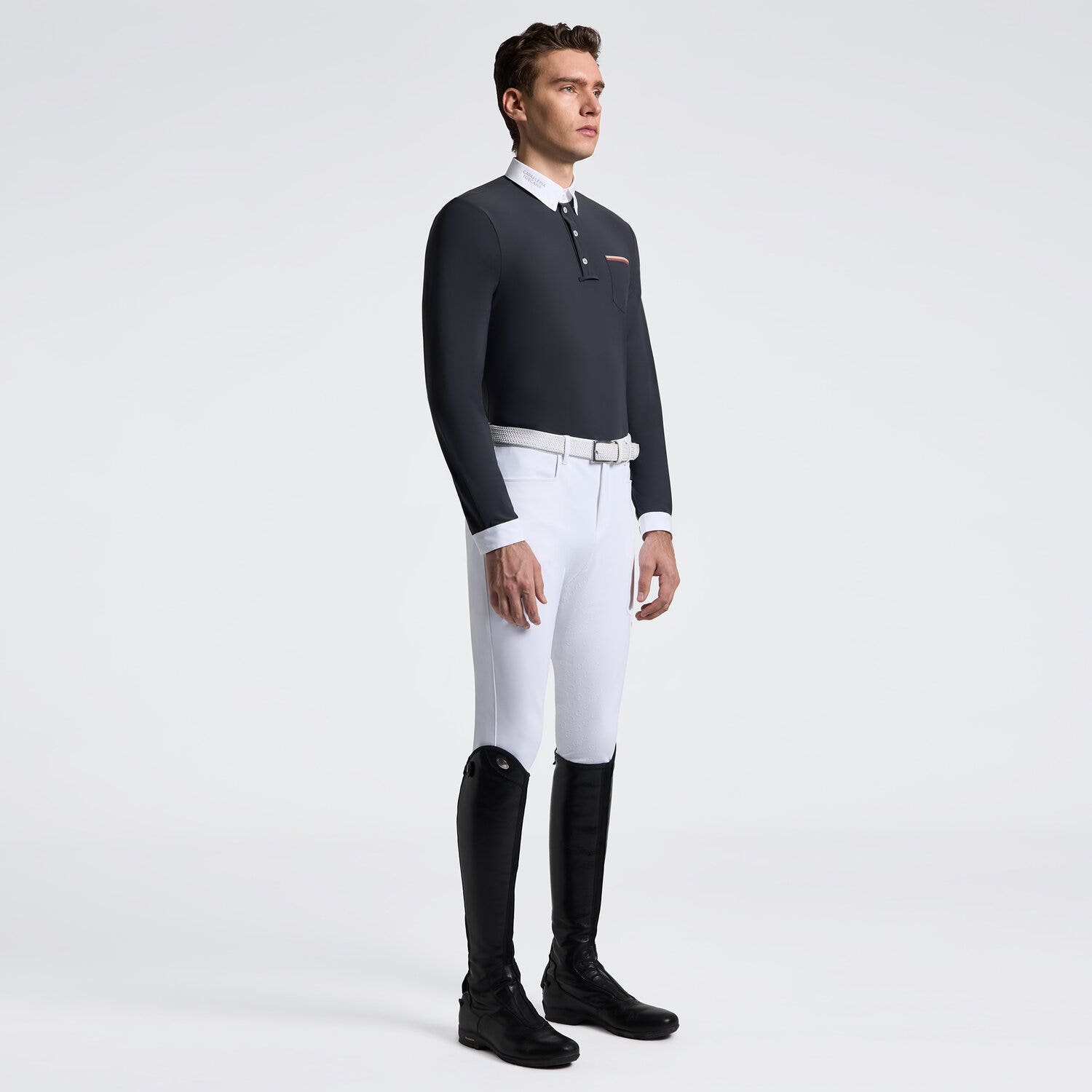 Cavalleria Toscana Men's Long Sleeve Riding Shirt with Pockets | Cavalleria Toscana CHARCOAL-1