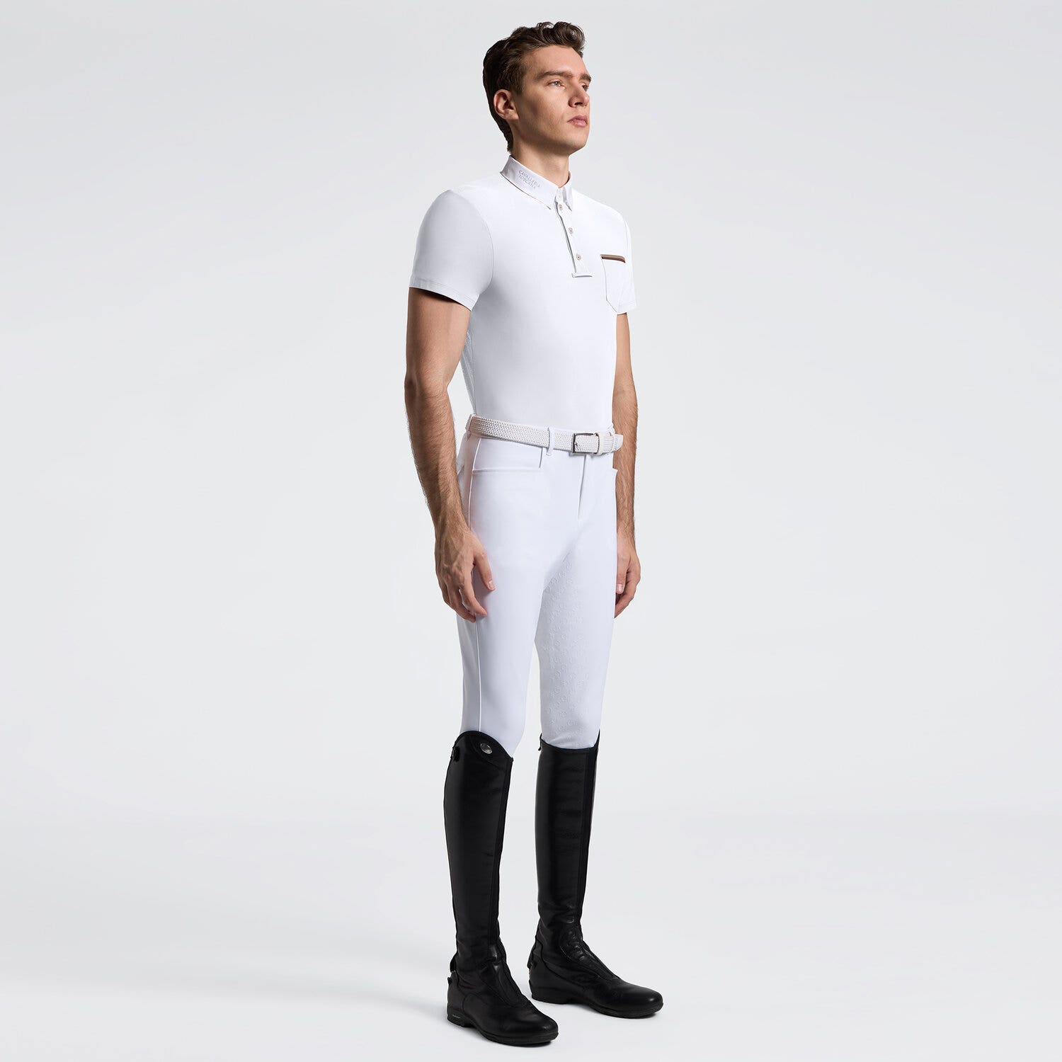 Cavalleria Toscana Men's Short Sleeve Riding Shirt with Pockets | Cavalleria Toscana WHITE-1