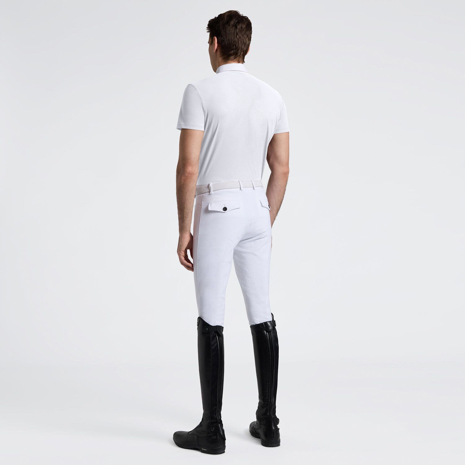 Cavalleria Toscana Men's Short Sleeve Riding Shirt with Pockets | Cavalleria Toscana WHITE-2