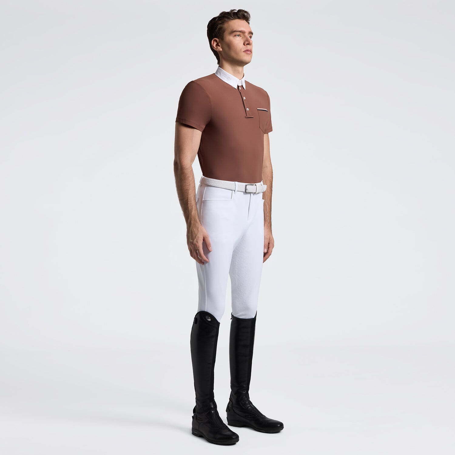 Cavalleria Toscana Men's Short Sleeve Riding Shirt with Pockets | Cavalleria Toscana MINK-1