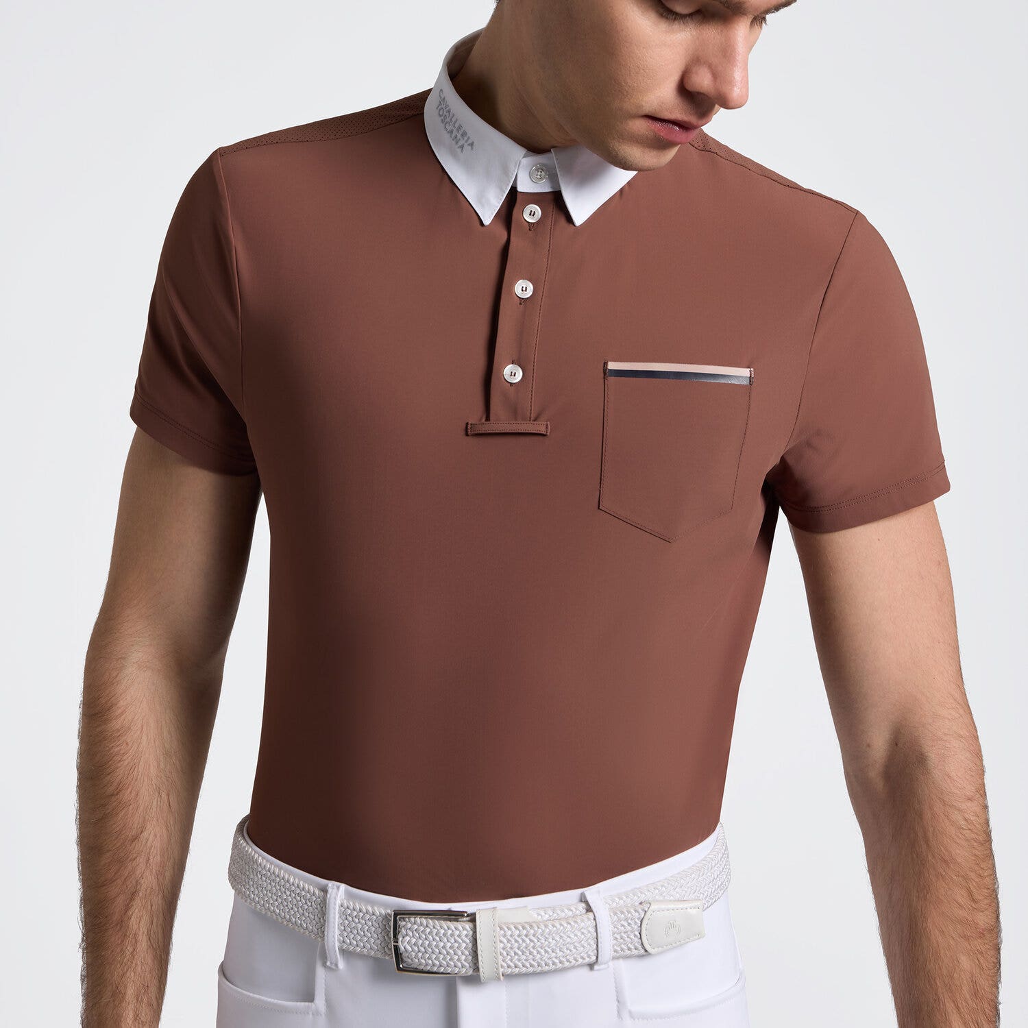 Cavalleria Toscana Men's Short Sleeve Riding Shirt with Pockets | Cavalleria Toscana MINK-3