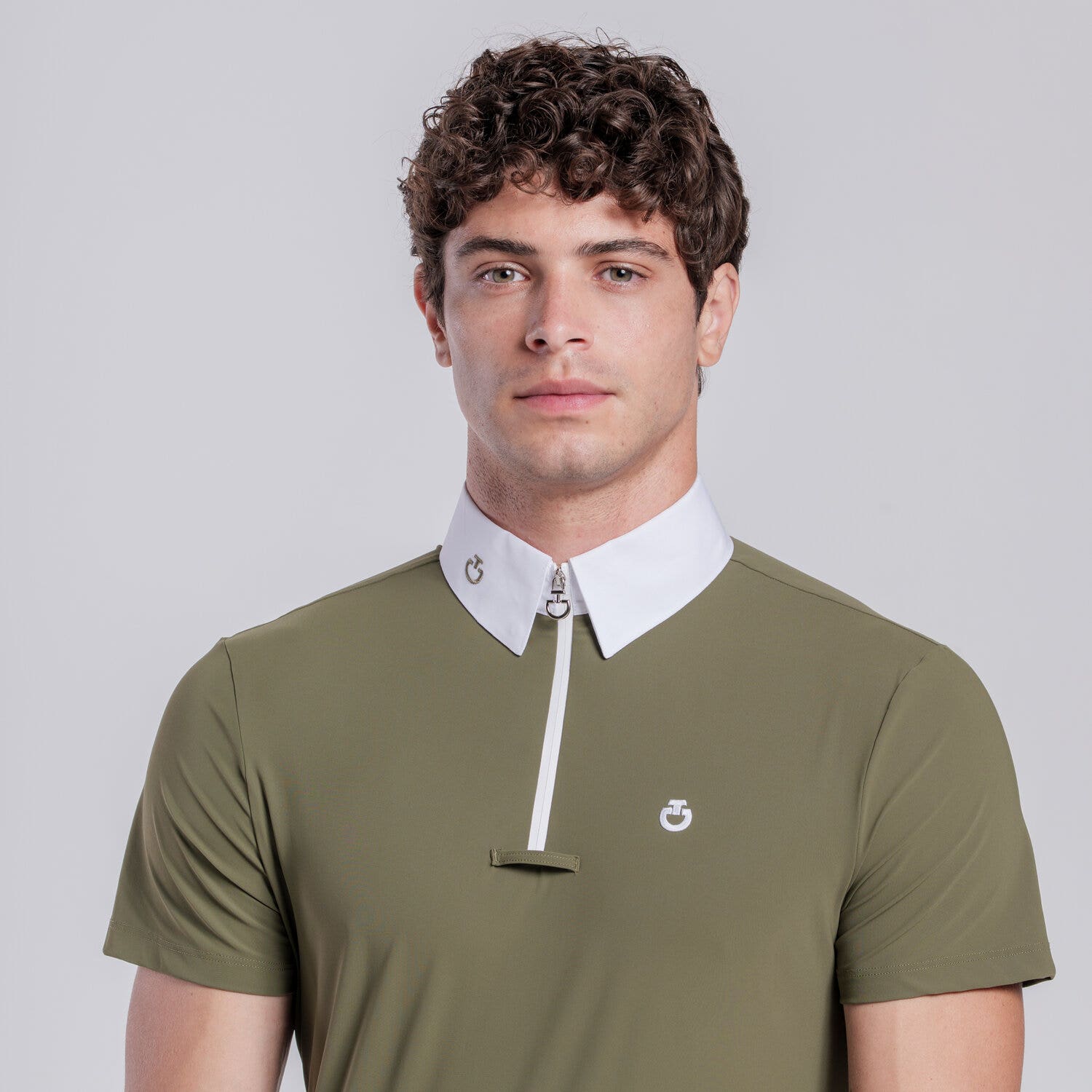 Cavalleria Toscana Men’s jersey competition shirt with zip WINTER MOSS-2