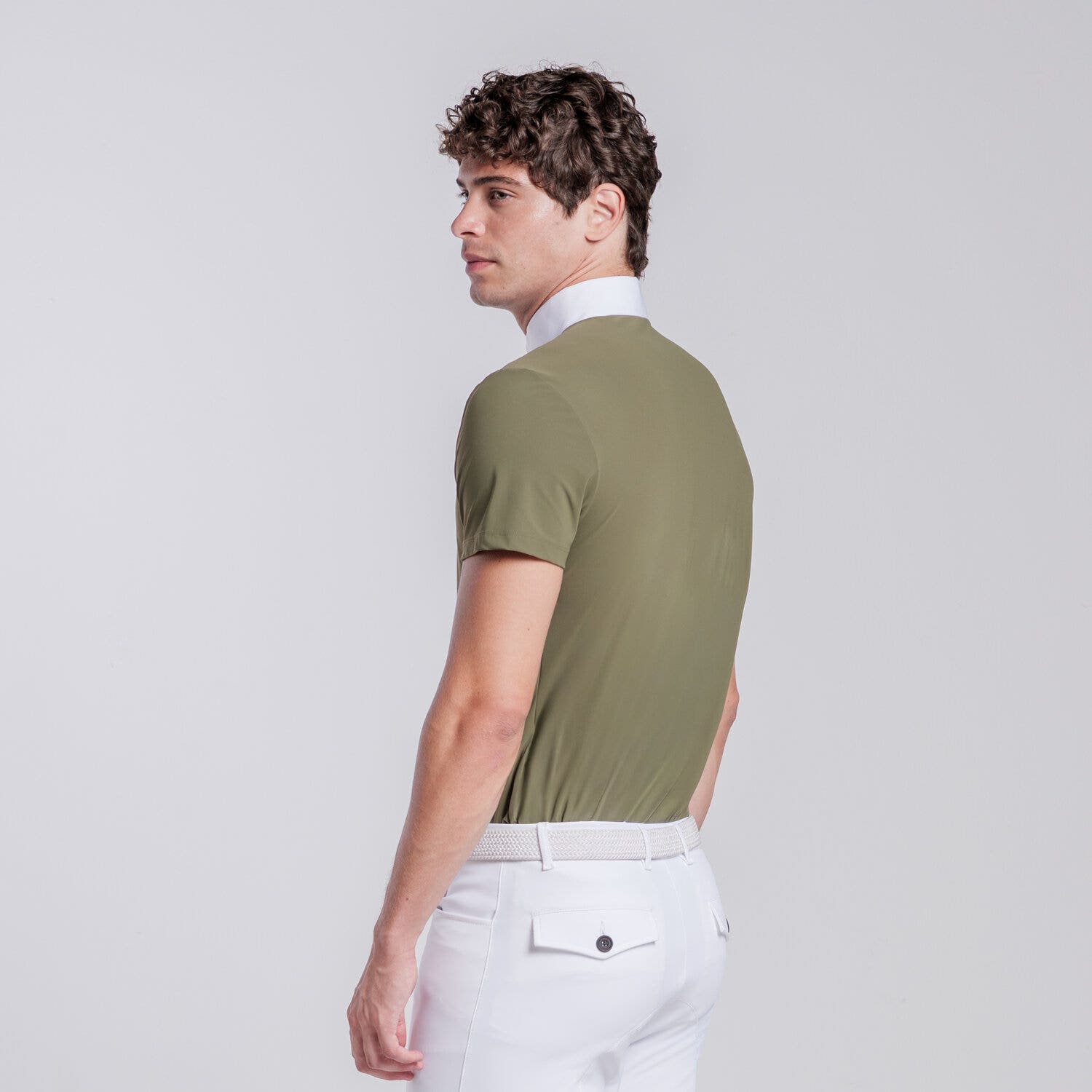 Cavalleria Toscana Men’s jersey competition shirt with zip WINTER MOSS-3