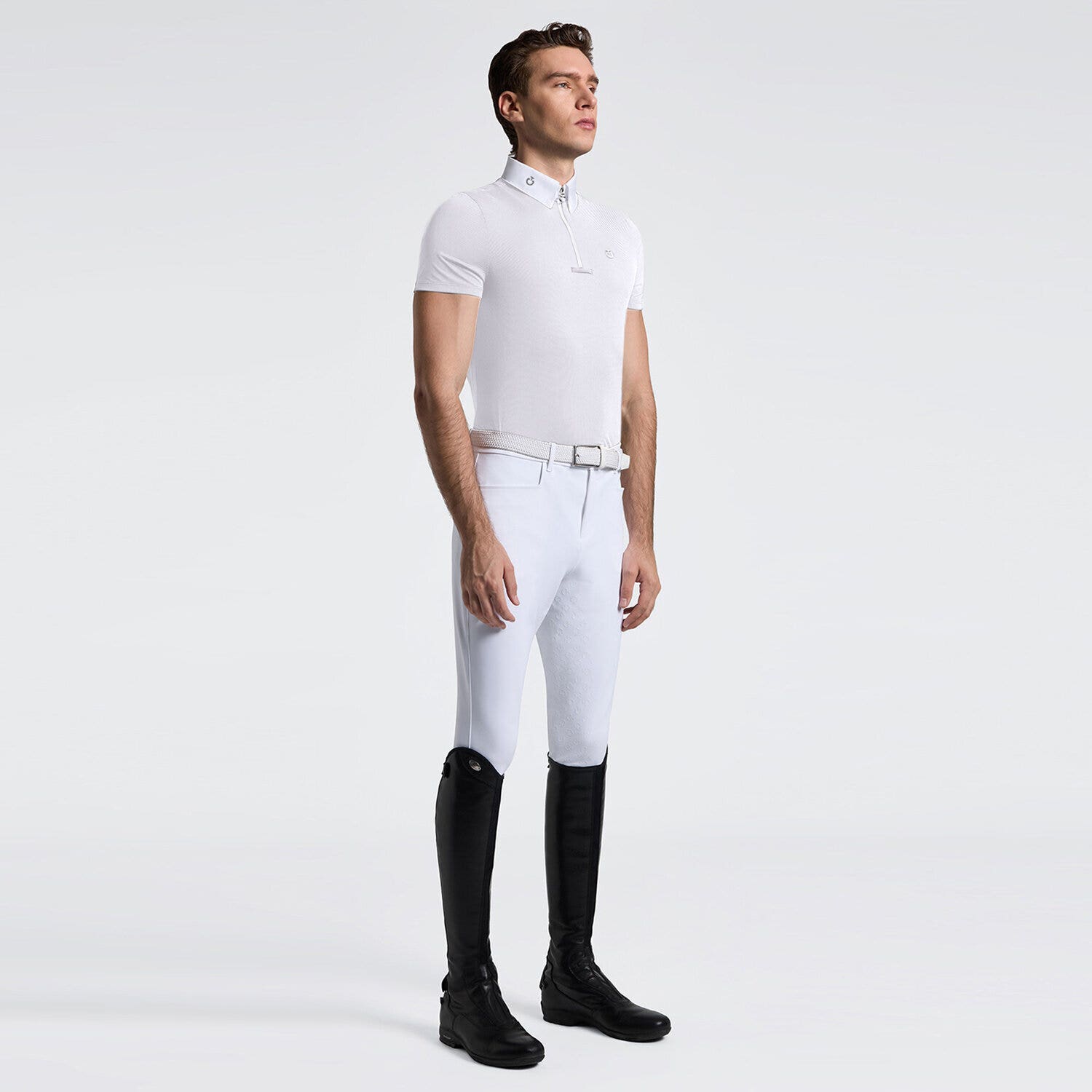 Cavalleria Toscana Men's Short Sleeve Riding Shirt | Cavalleria Toscana WHITE-1