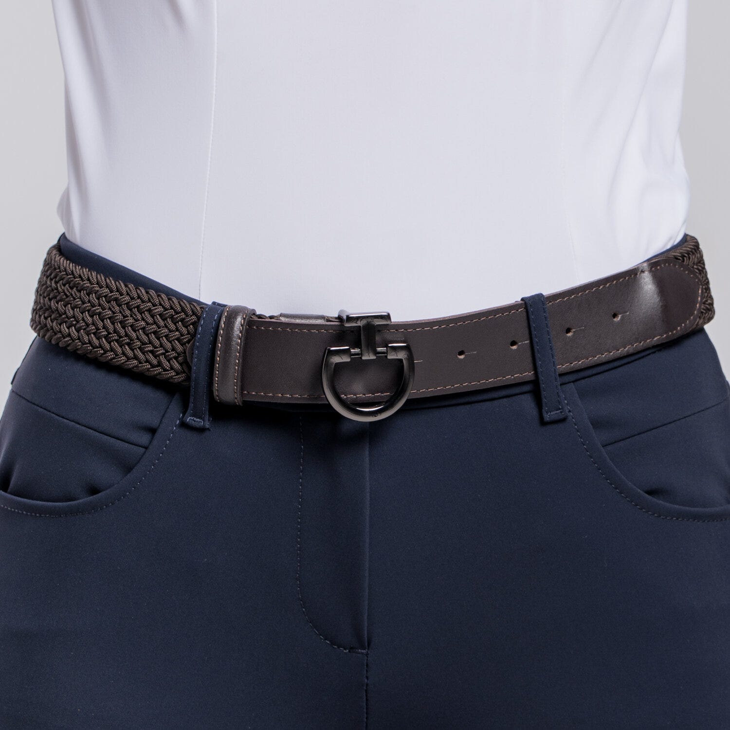 Women’s elastic belt with CT buckle