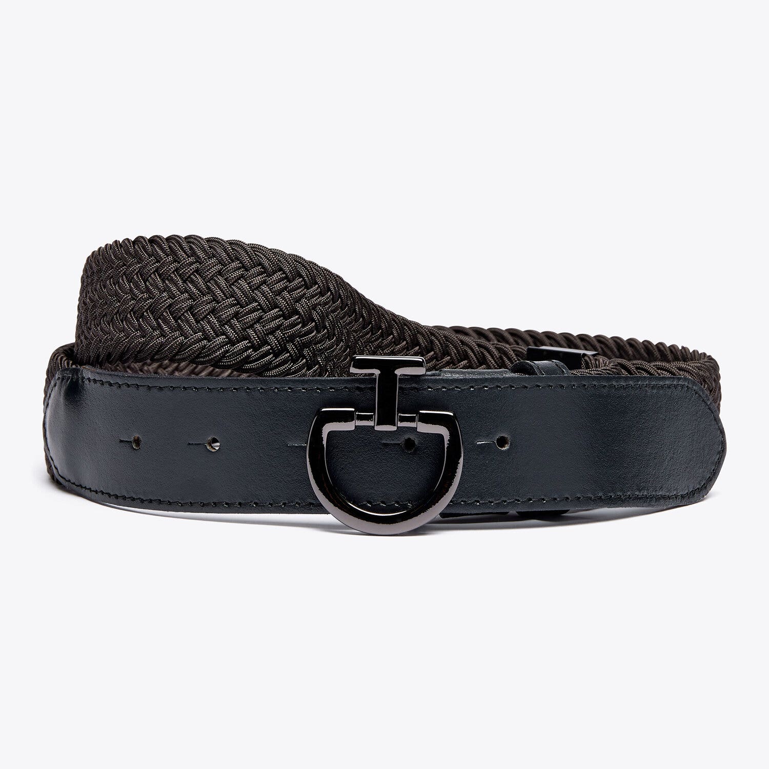 Cavalleria Toscana Men’s woven fabric belt DARK CHOCOLATE/BLACK-1