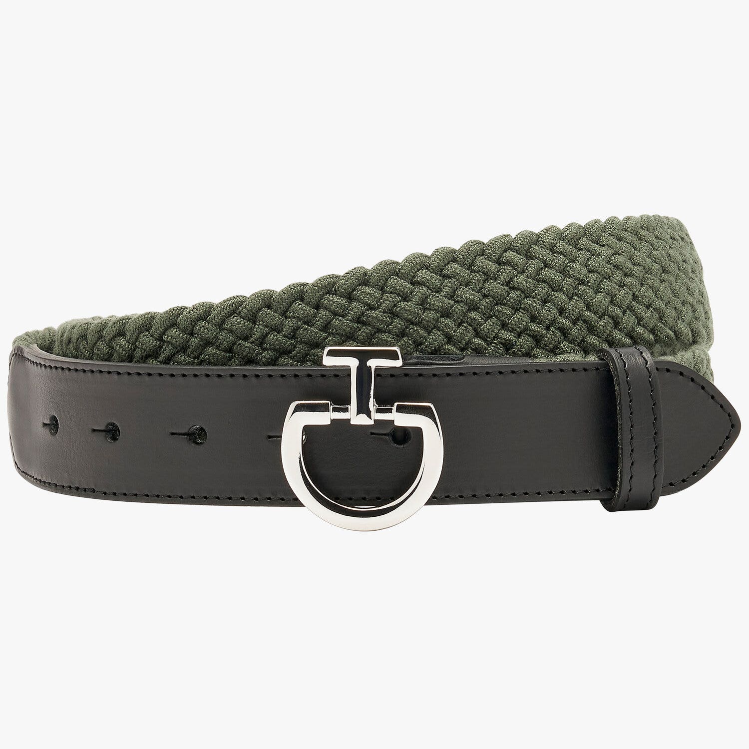 Cavalleria Toscana Men’s woven fabric belt FOLIAGE GREEN/BLACK-1