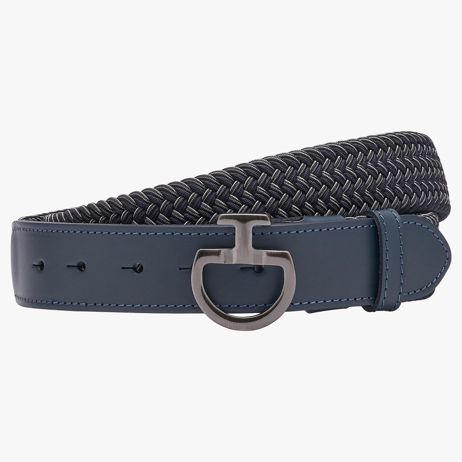 Cavalleria Toscana Men Elastic Belt with Logo Clasp NAVY/LIGHT GREY-1