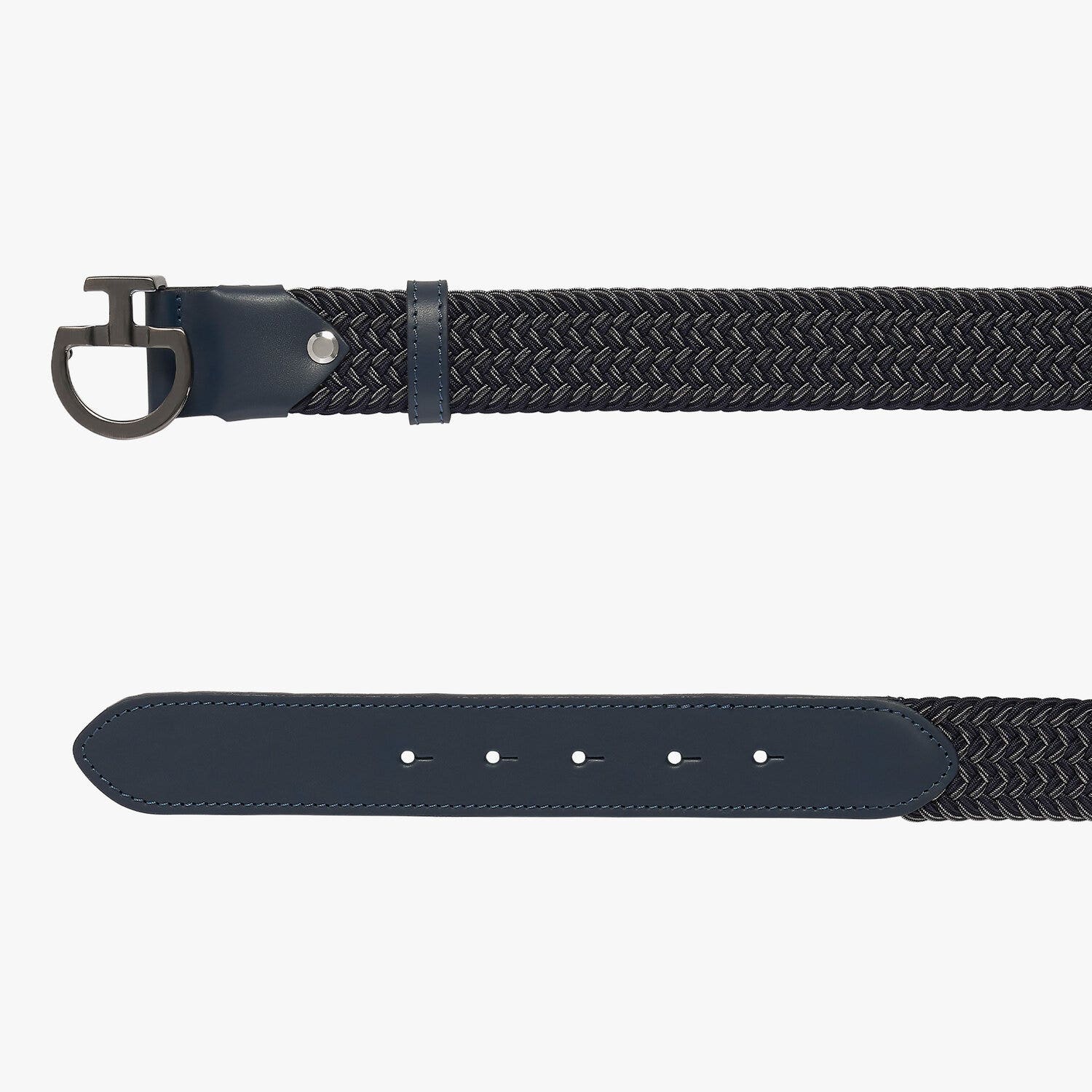 Cavalleria Toscana Men Elastic Belt with Logo Clasp NAVY/LIGHT GREY-2