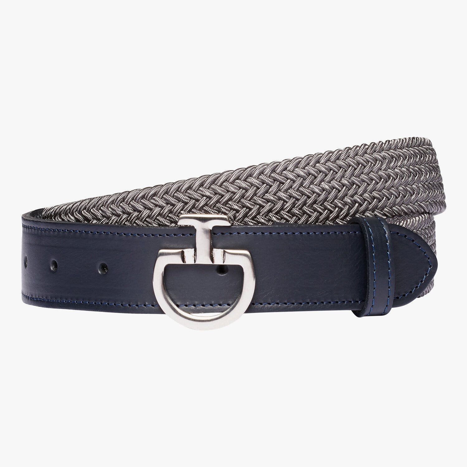 Cavalleria Toscana Elastic Belt with Logo Clasp GRIGIO TOPO/NAVY BLUE-1