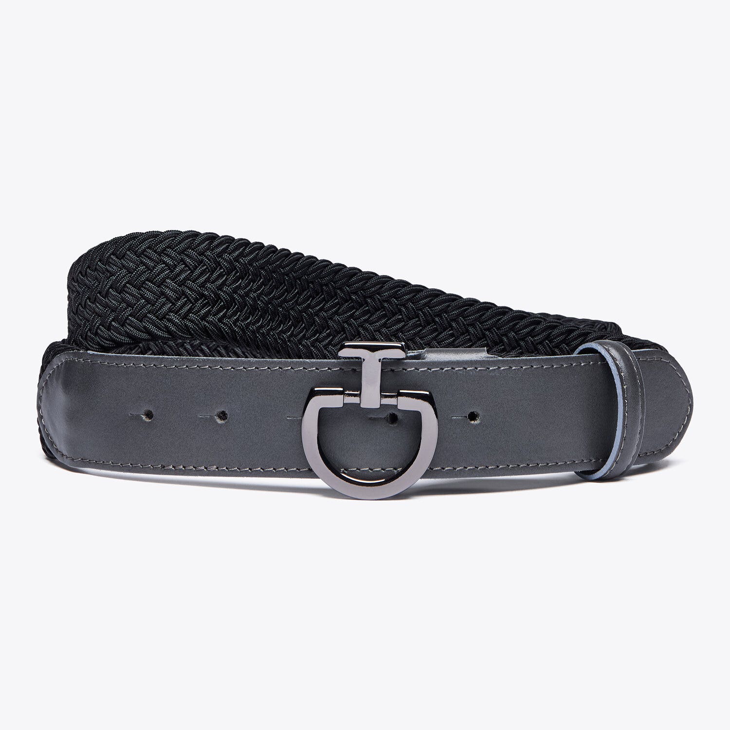 Cavalleria Toscana Men’s woven fabric belt BLACK/DARK GREY-1