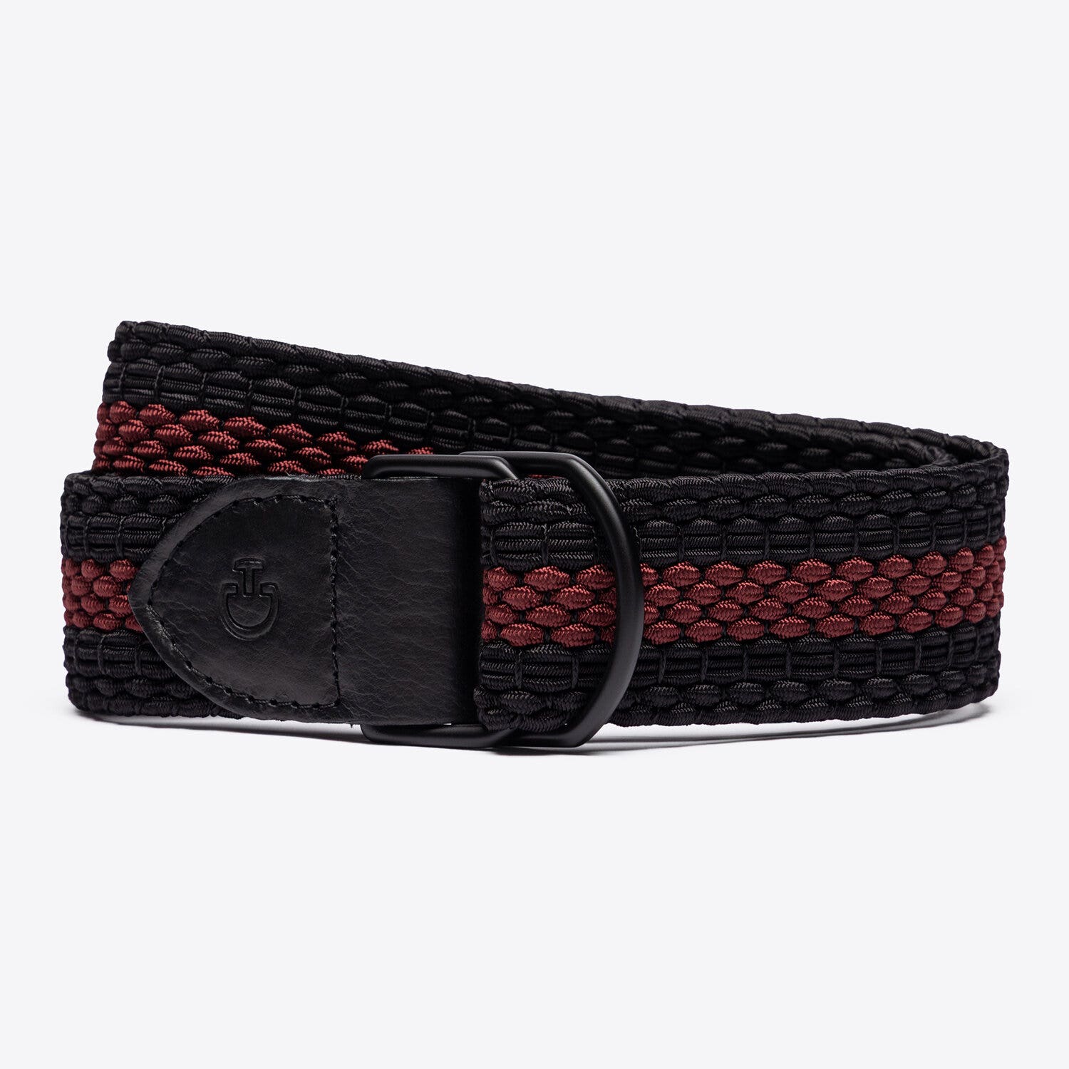 Cavalleria Toscana Cavalleria Toscana Women’s Elastic Fabric Belt with Double D-Ring Buckle BLACK/BORDEAUX-1