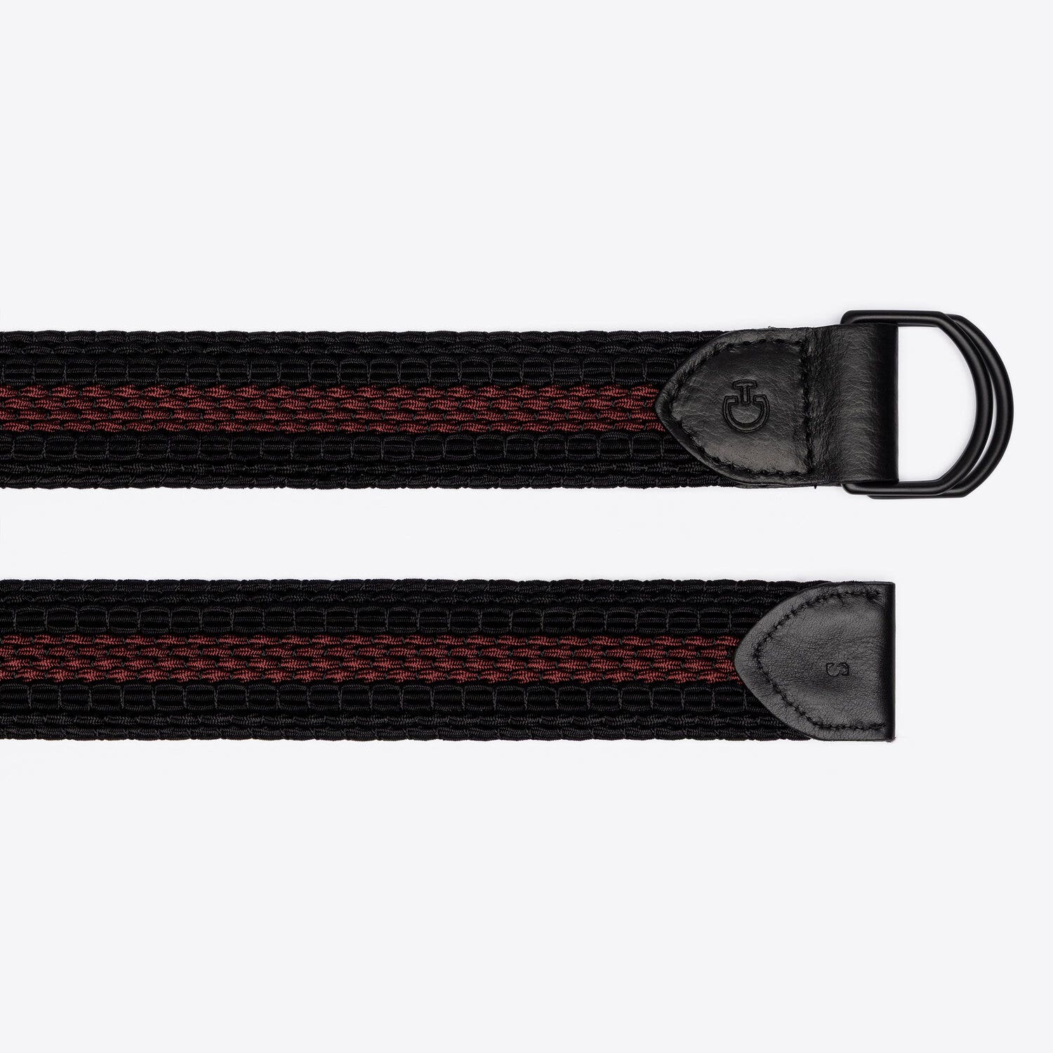 Cavalleria Toscana Cavalleria Toscana Women’s Elastic Fabric Belt with Double D-Ring Buckle BLACK/BORDEAUX-2