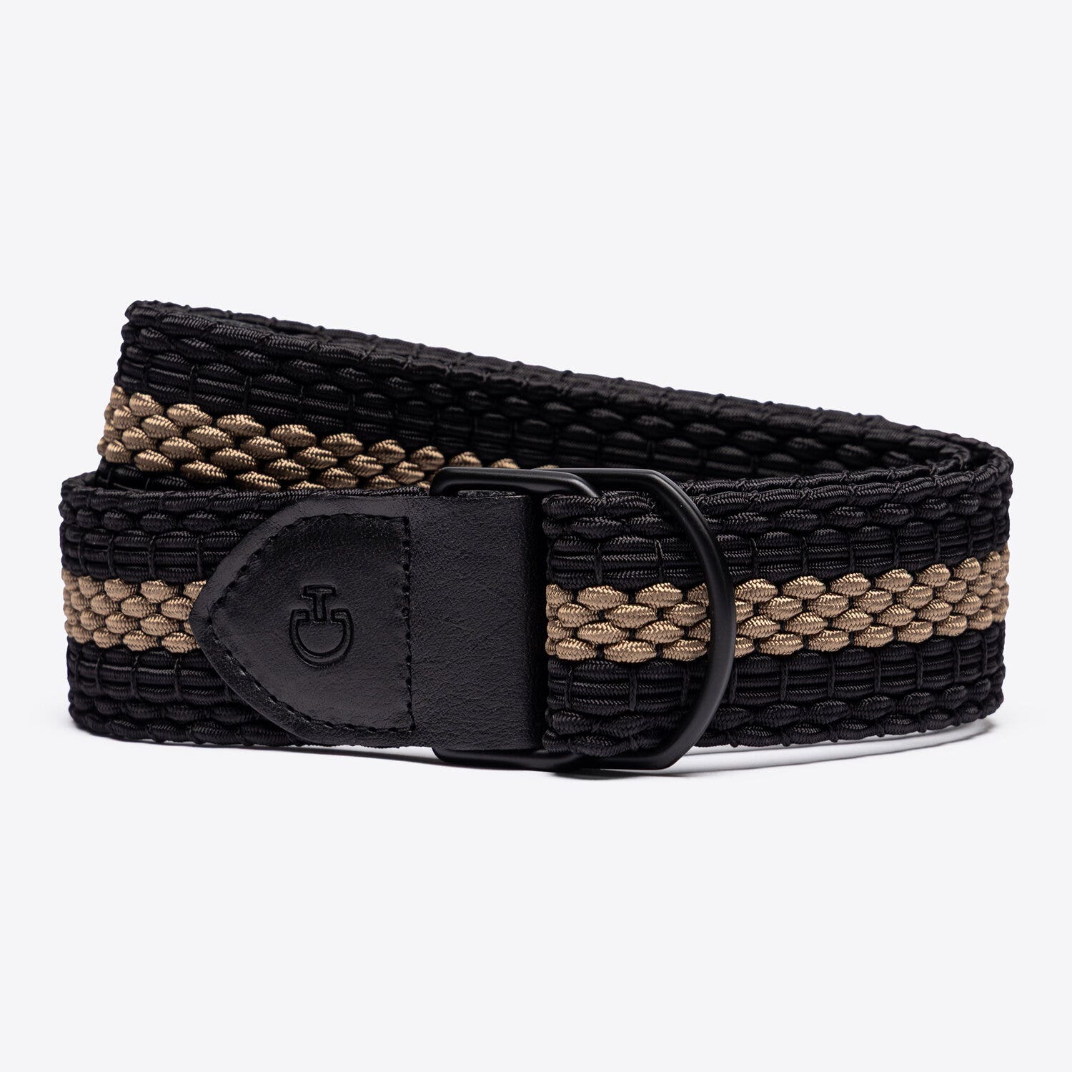 Cavalleria Toscana Cavalleria Toscana Women’s Elastic Fabric Belt with Double D-Ring Buckle BLACK/FOXTROT-1