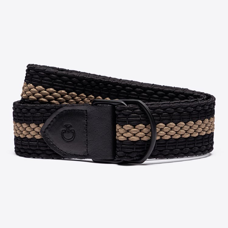 Cavalleria Toscana Women’s Elastic Fabric Belt with Double D-Ring Buckle