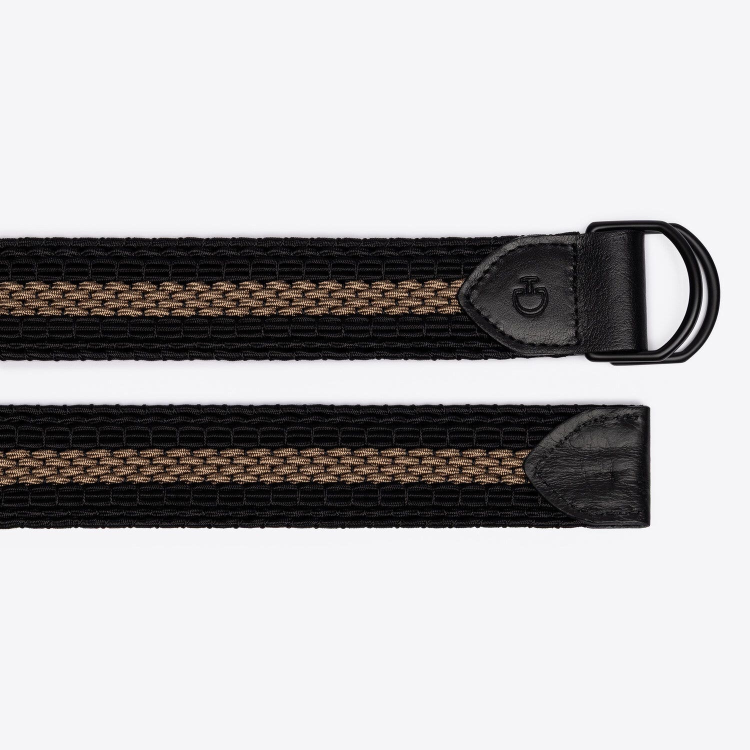 Cavalleria Toscana Cavalleria Toscana Women’s Elastic Fabric Belt with Double D-Ring Buckle BLACK/FOXTROT-2