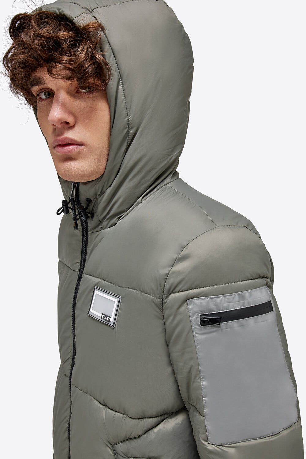 Rider's Gene RG Nylon Quilted Hooded Puffer Jacket VERDE BANDIERA-3
