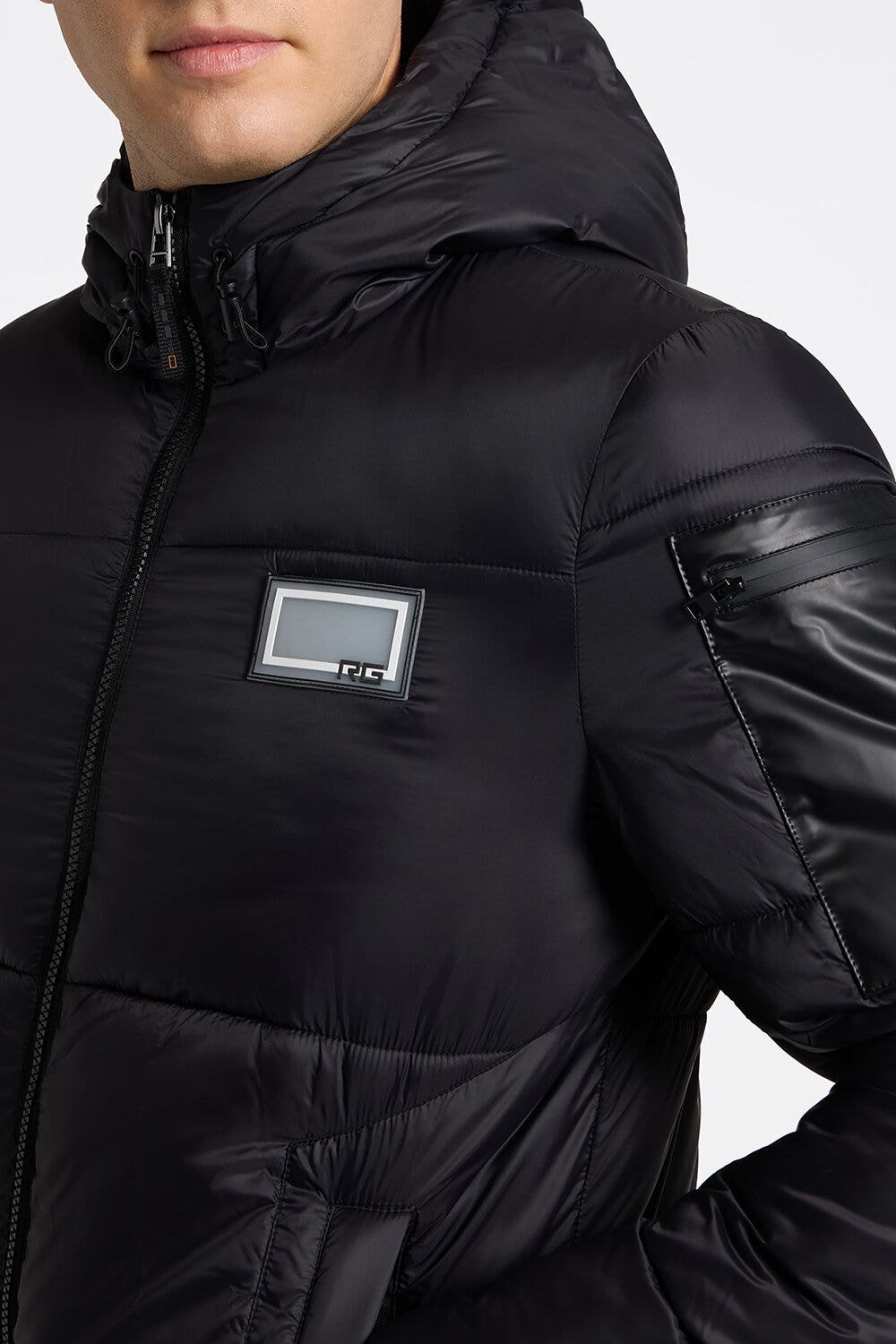 Rider's Gene Rider's Gene Nylon Quilted Hooded Puffer Jacket BLACK-3