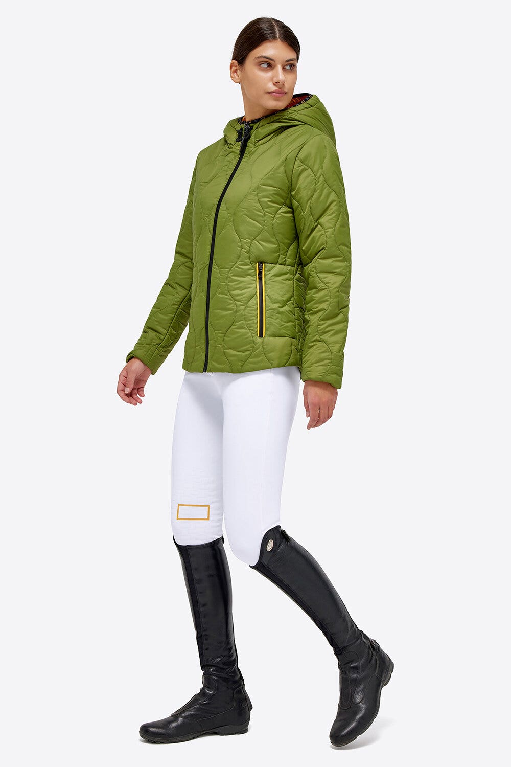 Rider's Gene Women’s quilted nylon puffer jacket FOREST GREEN-2