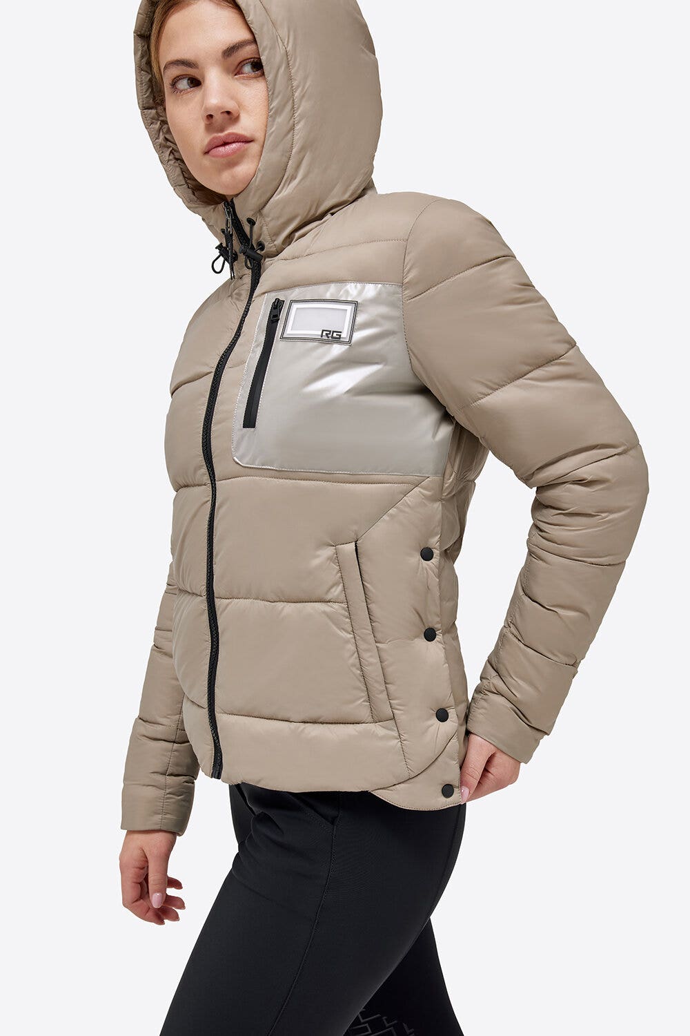 Rider's Gene RG Nylon Quiulted Hooded Puffer Jacket 1005 HAZELNUT-3