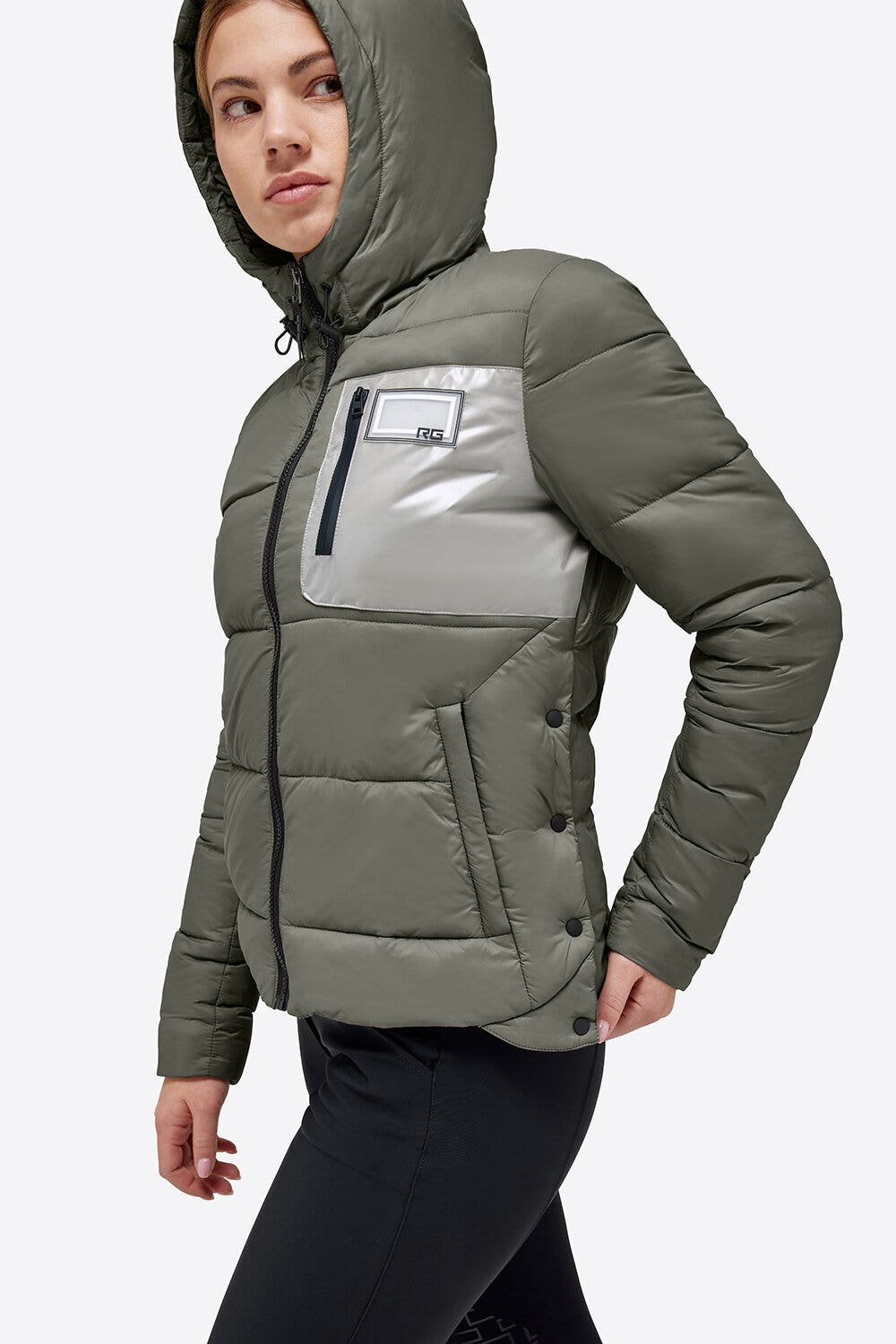 Rider's Gene Rider's Gene Nylon Quiulted Hooded Puffer Jacket VERDE BANDIERA-3