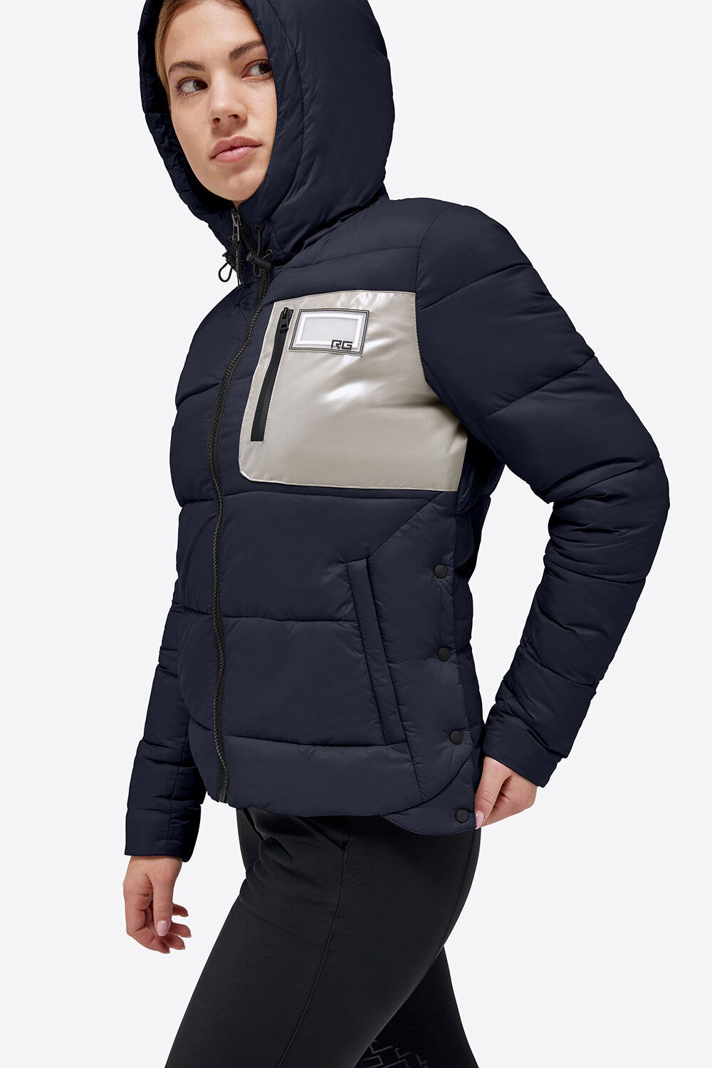 Rider's Gene RG Nylon Quiulted Hooded Puffer Jacket NAVY-3