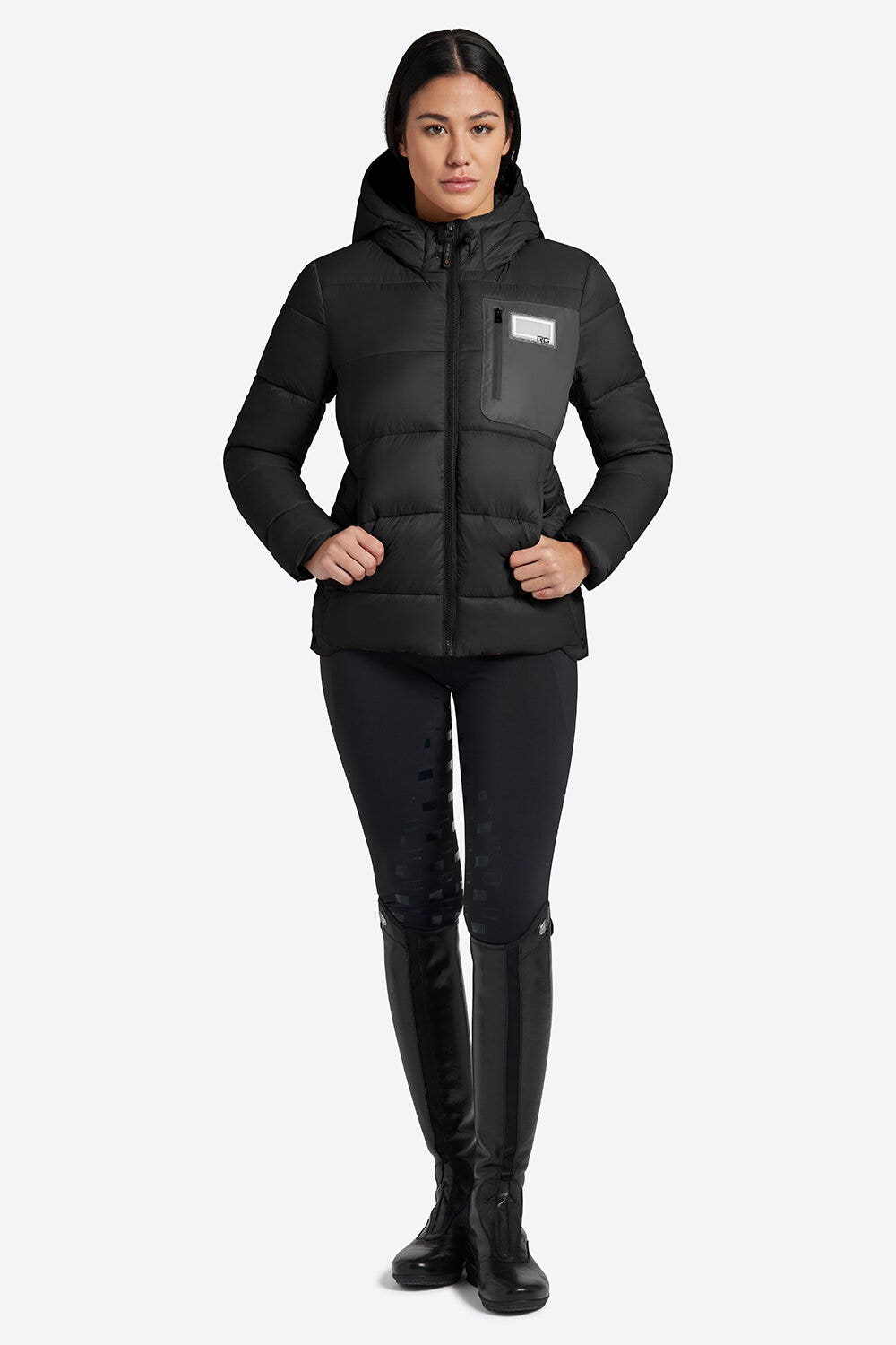 Rider's Gene Rider's Gene Nylon Quiulted Hooded Puffer Jacket BLACK-1