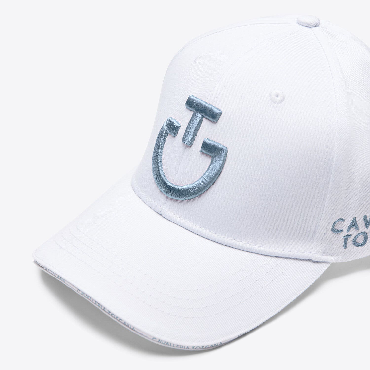 Cavalleria Toscana Cavalleria Toscana Cotton baseball cap with an embroidered logo WHITE/BLUE FOG-4