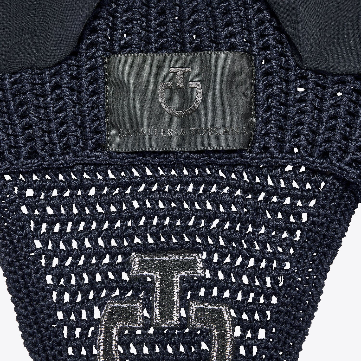 Cavalleria Toscana Lightweight crochet ear bonnet NAVY-3