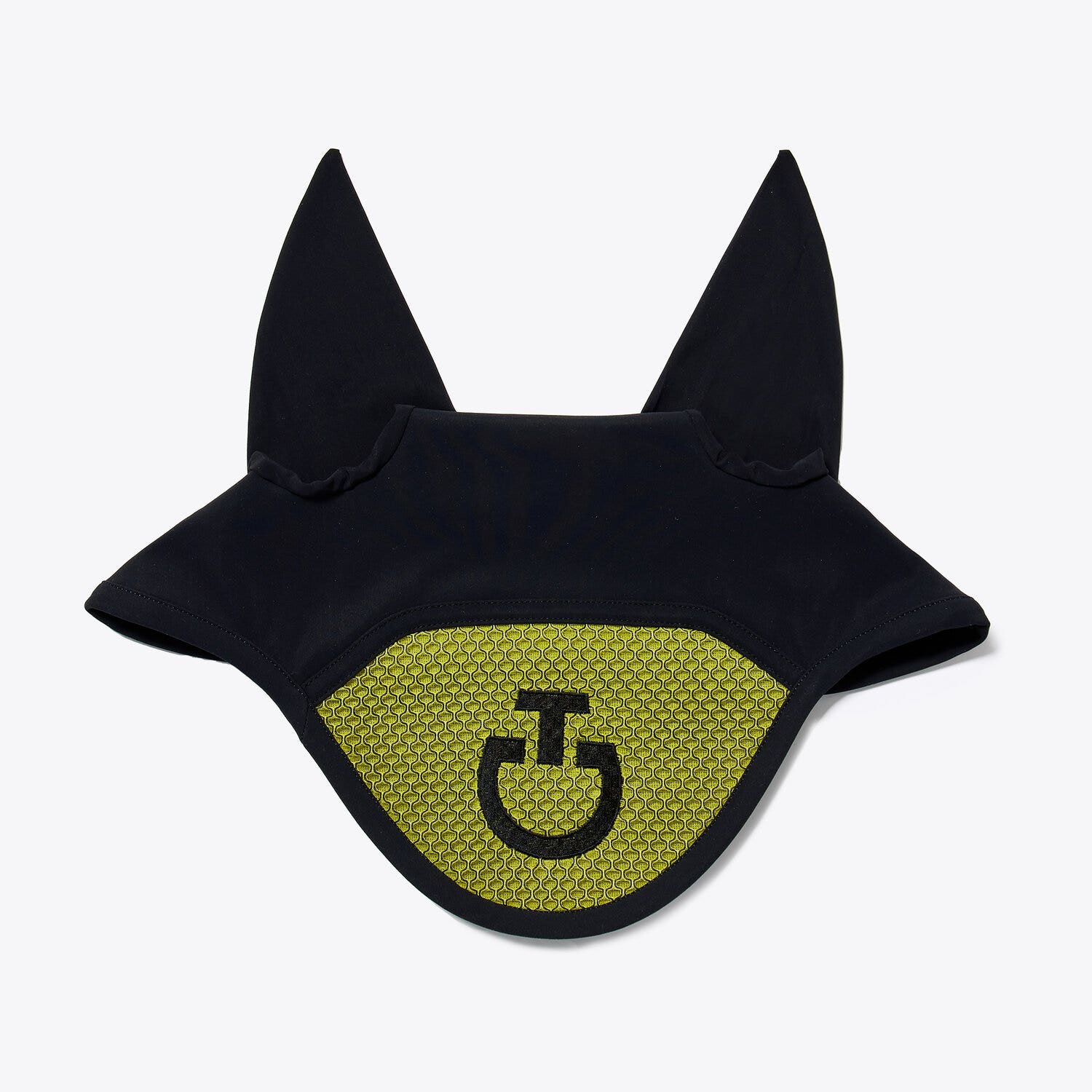 Cavalleria Toscana Jersey and mesh ear bonnet BLACK / ACID GREEN-1