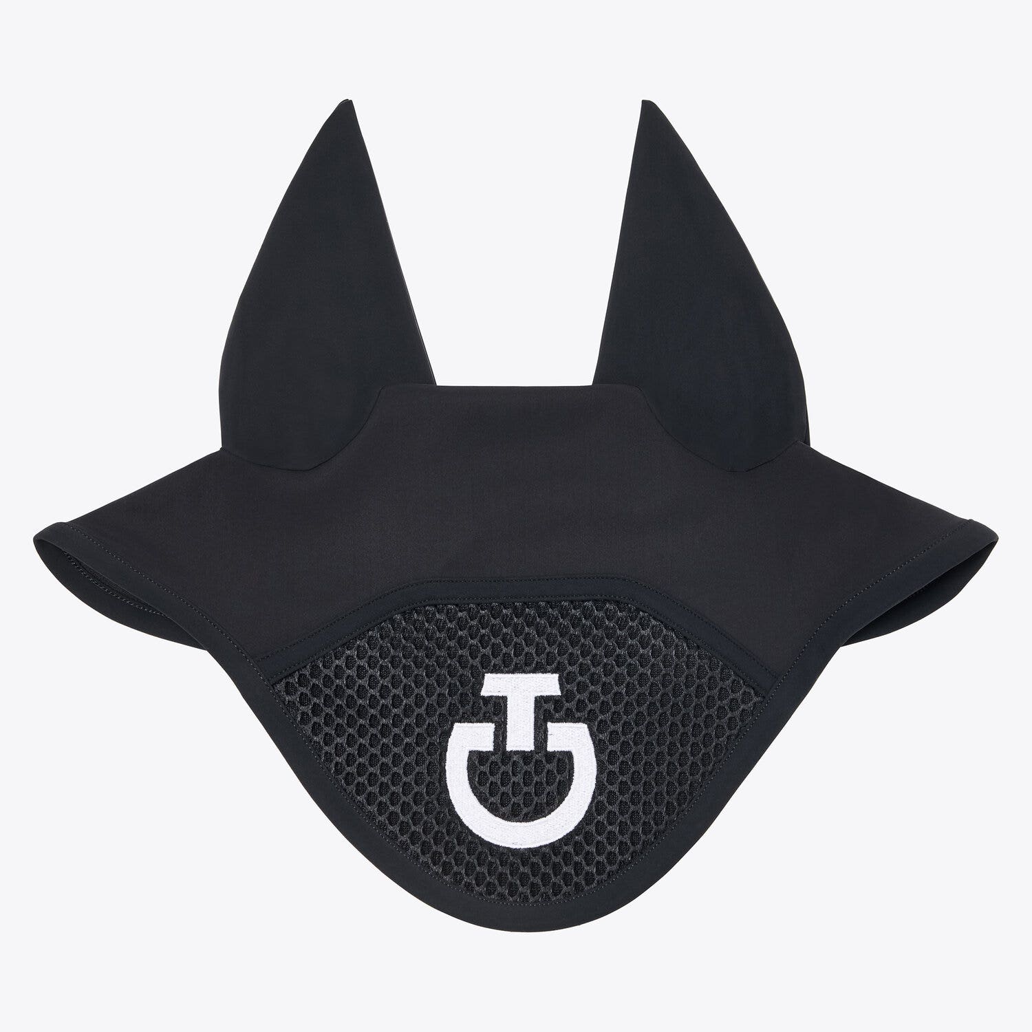 Cavalleria Toscana Jersey and mesh ear bonnet BLACK-1