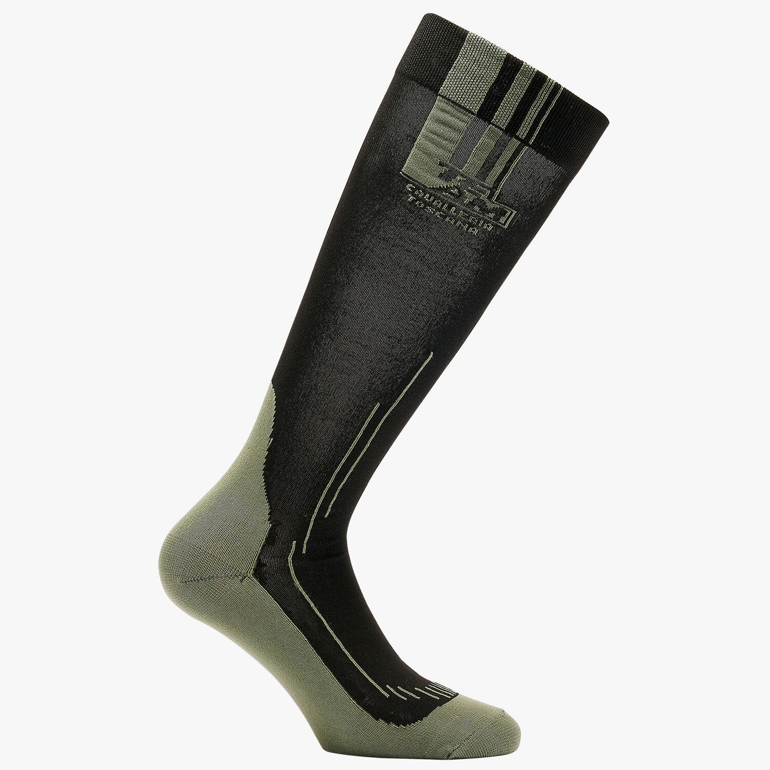 Cavalleria Toscana Socks in breathable yarn with logo BLACK/FOLIAGE GREEN-1